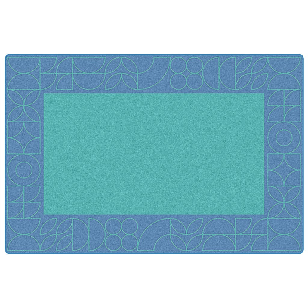 Scandinavian Doodle Border - 4ft x 6ft - Rectangle - Blue