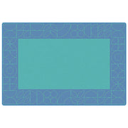Scandinavian Doodle Border - 6ft X 9ft - Rectangle - Blue