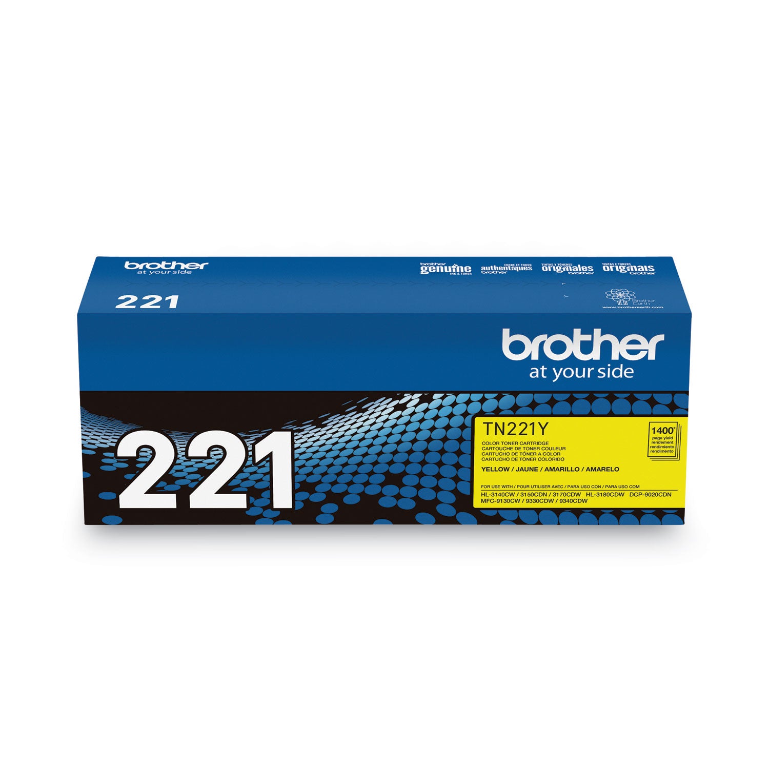 Brother TN221Y Original Standard Yield Laser Toner Cartridge - Yellow - 1 Each