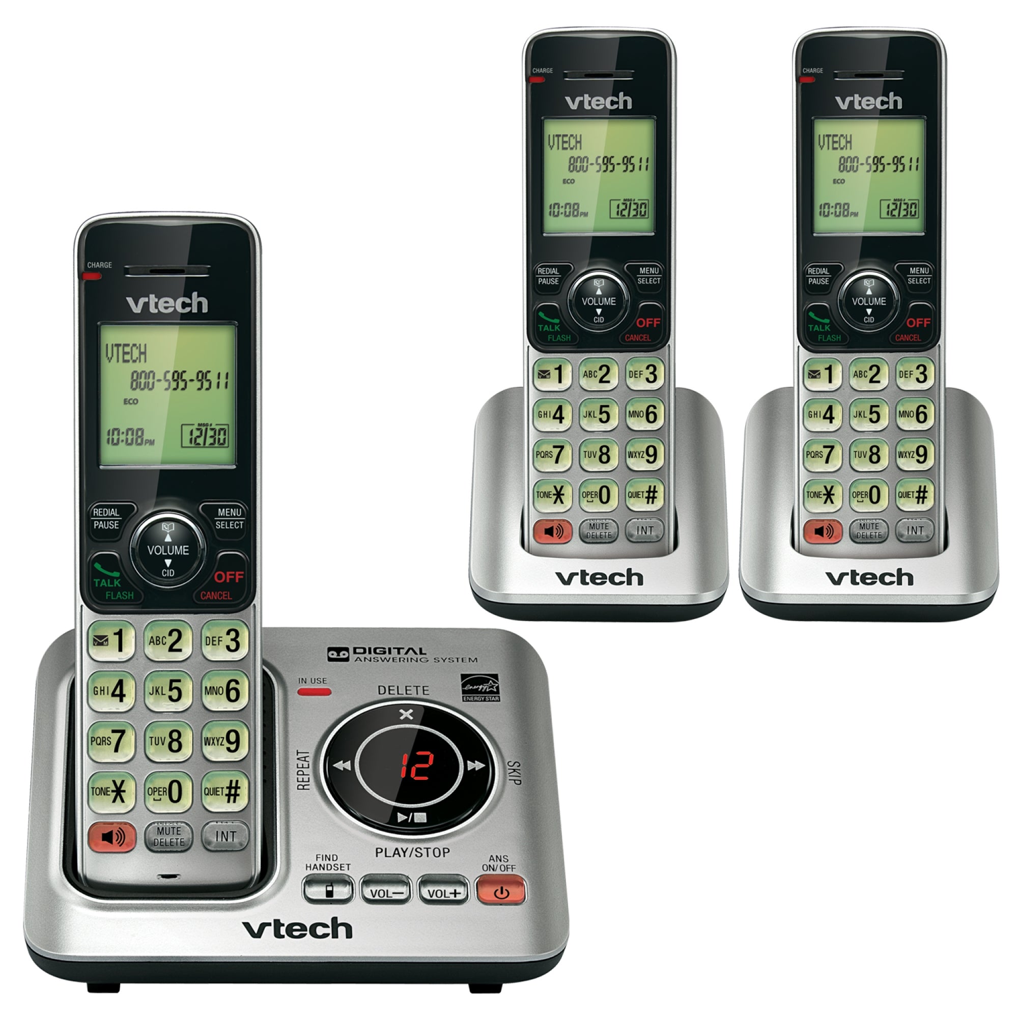 Vtech DECT6.0 3-Handset Caller ID Cordless Speakerphone with Digital Answerer