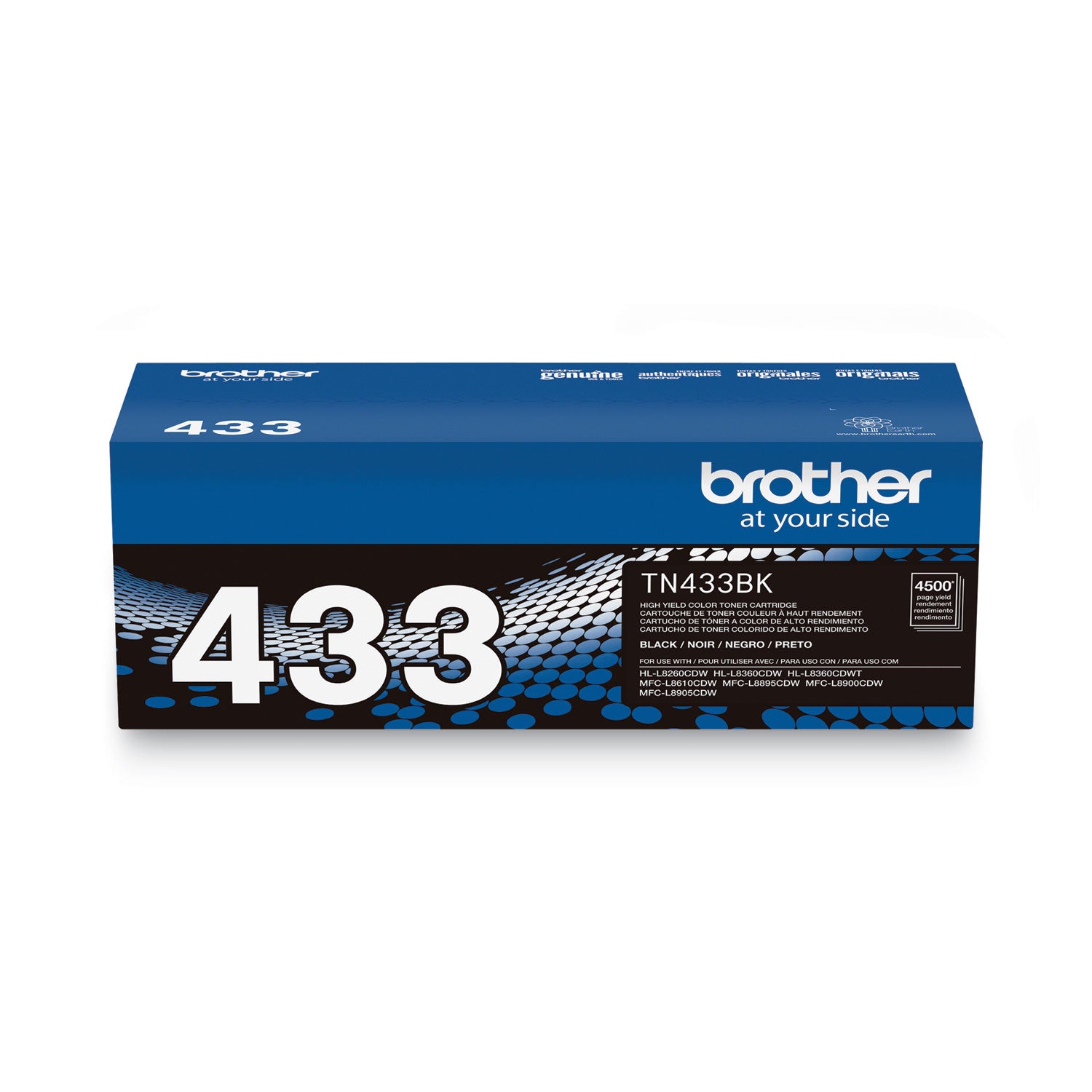Brother TN433BK Original High Yield Laser Toner Cartridge - Black - 1 Each