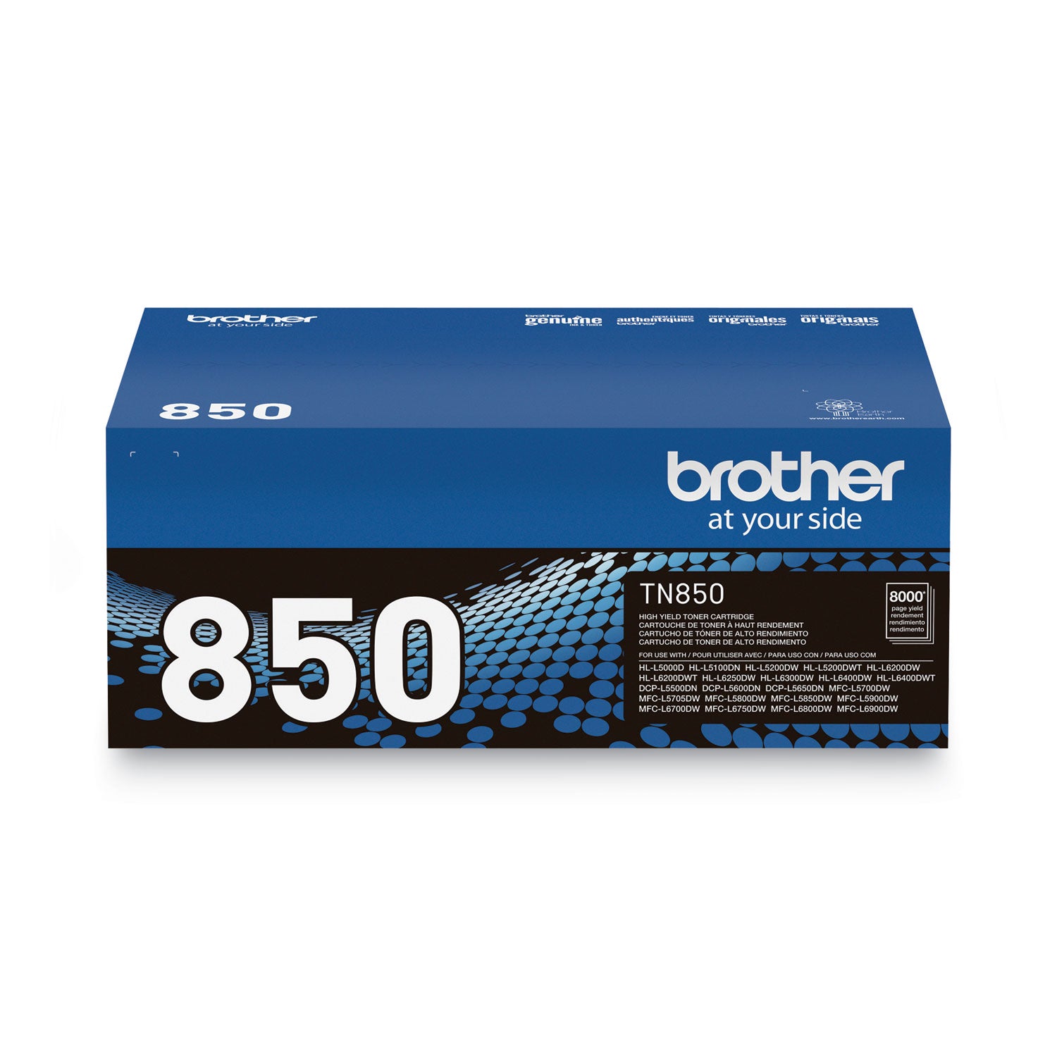 Brother TN850 Original High Yield Laser Toner Cartridge - Black - 1 Each