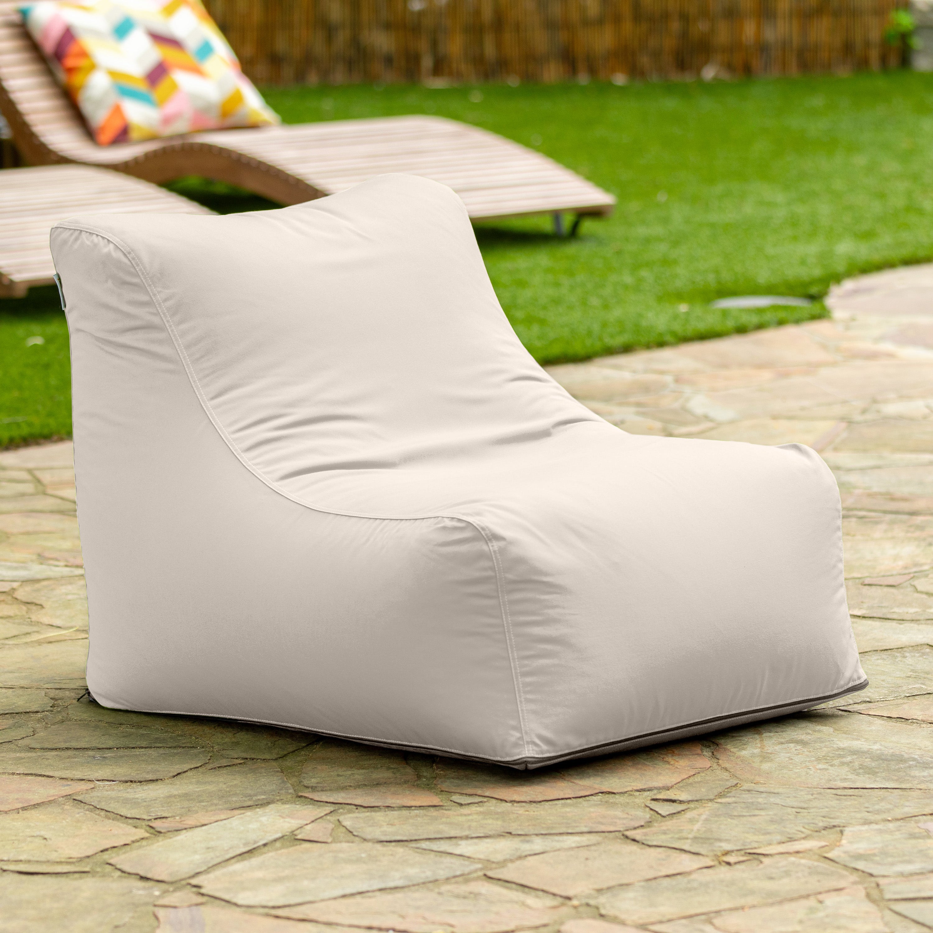 Jaxx Ponce Outdoor Bean Bag Chair - Weather Resistant Patio and Poolside Lounge Seating, Pearl