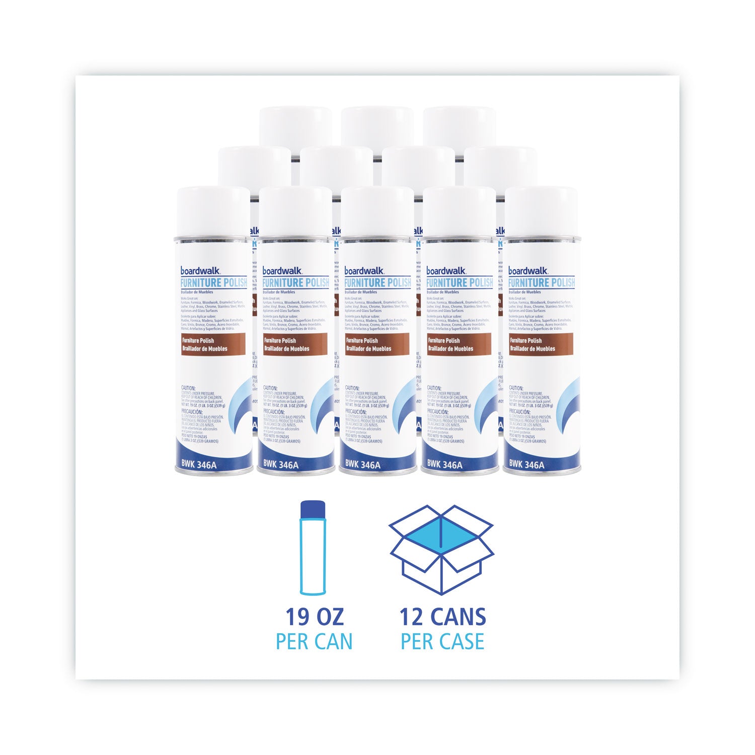 Furniture Polish, Lemon Scent, 19 oz Aerosol Spray, 12/Carton