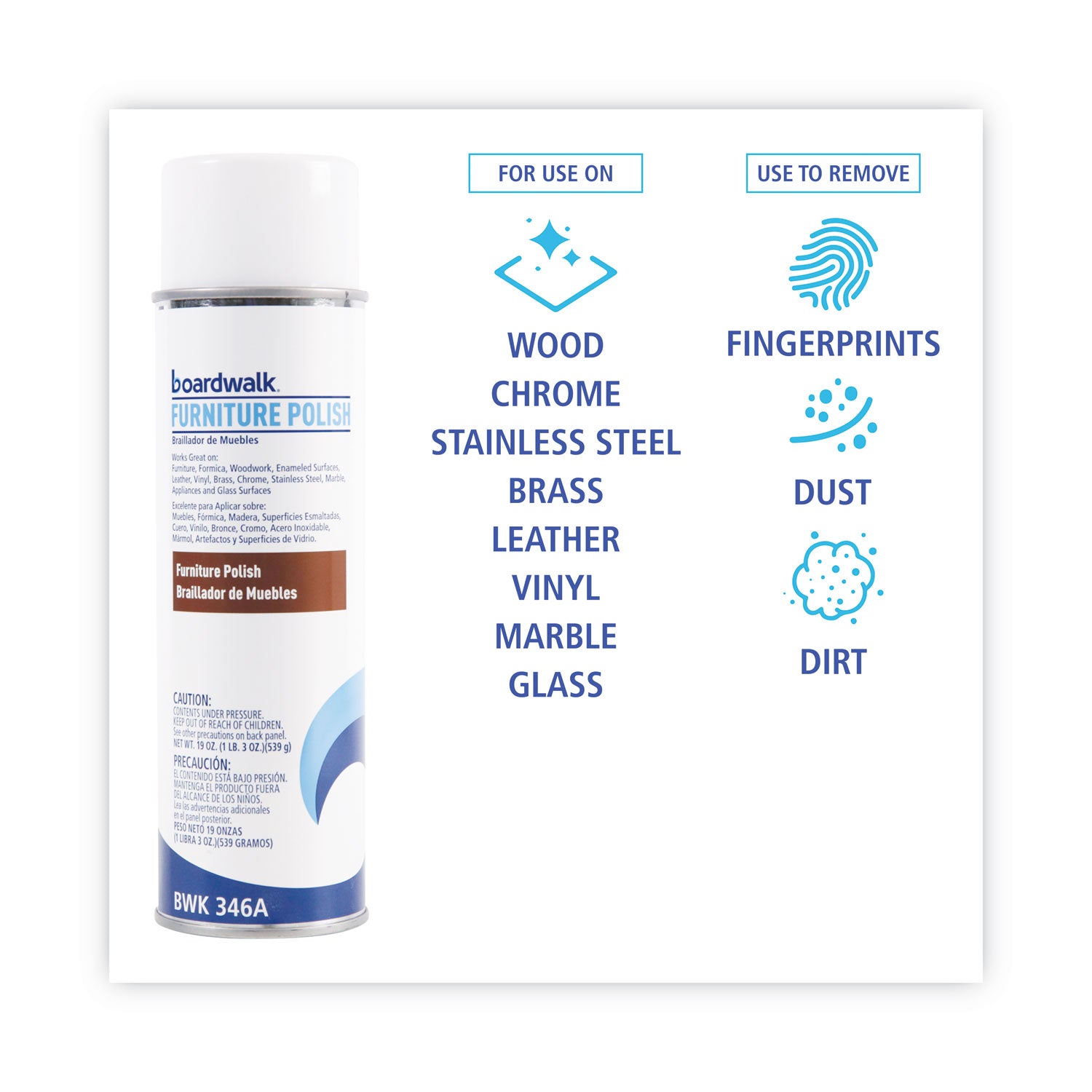 Furniture Polish, Lemon Scent, 19 oz Aerosol Spray, 12/Carton