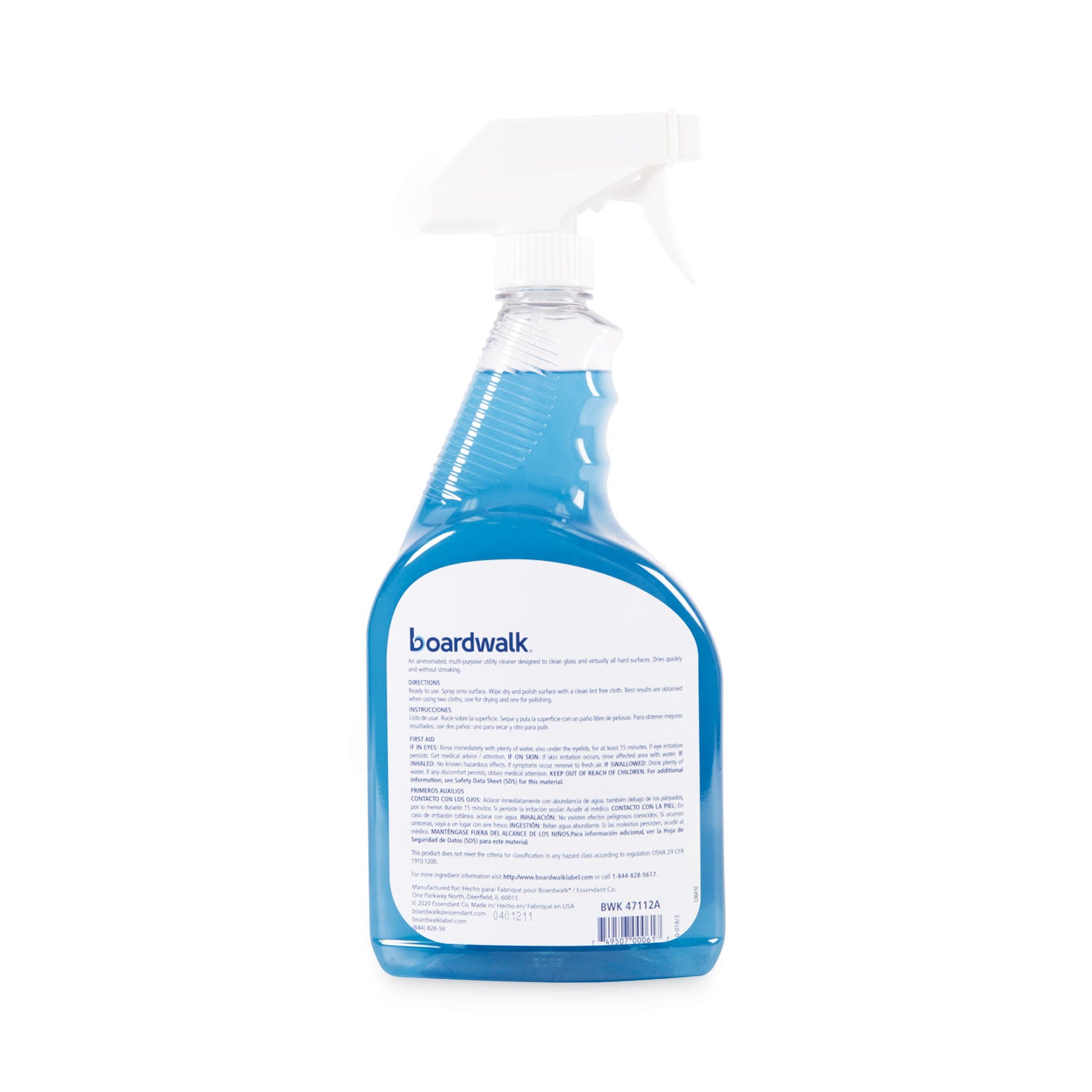 Industrial Strength Glass Cleaner with Ammonia, Unscented, 32 oz Trigger Spray Bottle, 12/Carton