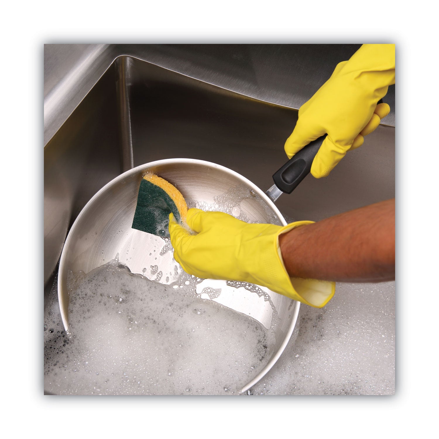 Medium-Duty Scrubbing Sponge, Individually Wrapped, 3.6 x 6.1, 0.75" Thick, Yellow/Green, 20/Carton