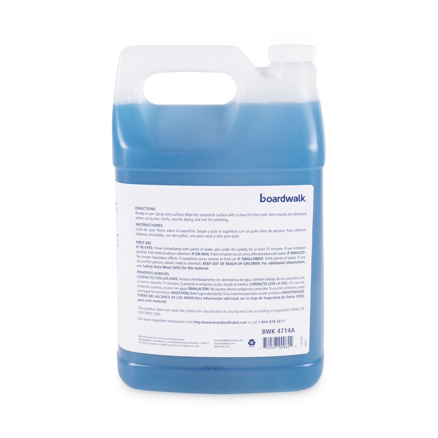 Industrial Strength Glass Cleaner With Ammonia, 1 Gal Bottle