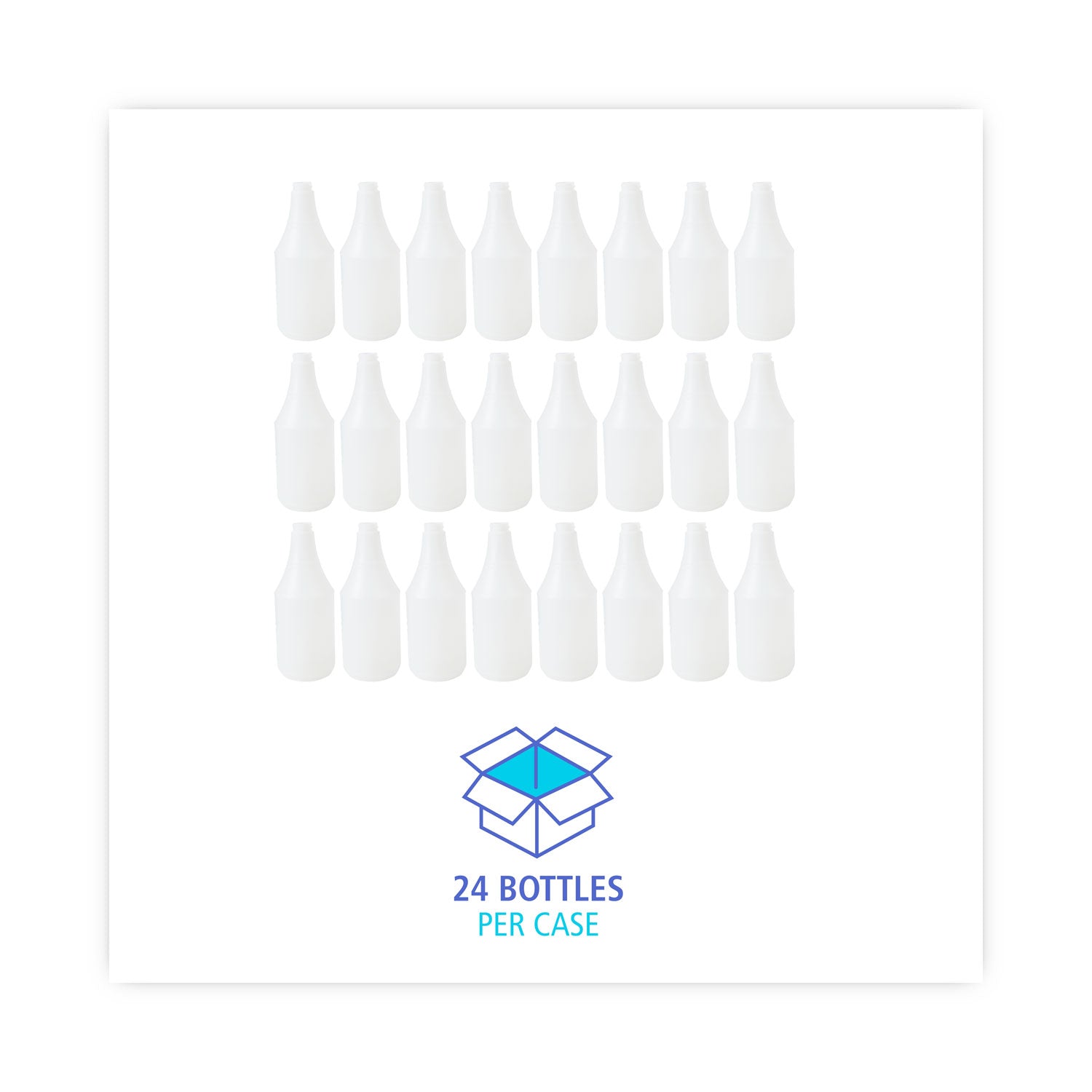 Embossed Plastic Spray Bottle, 24 oz, Clear, 24/Carton