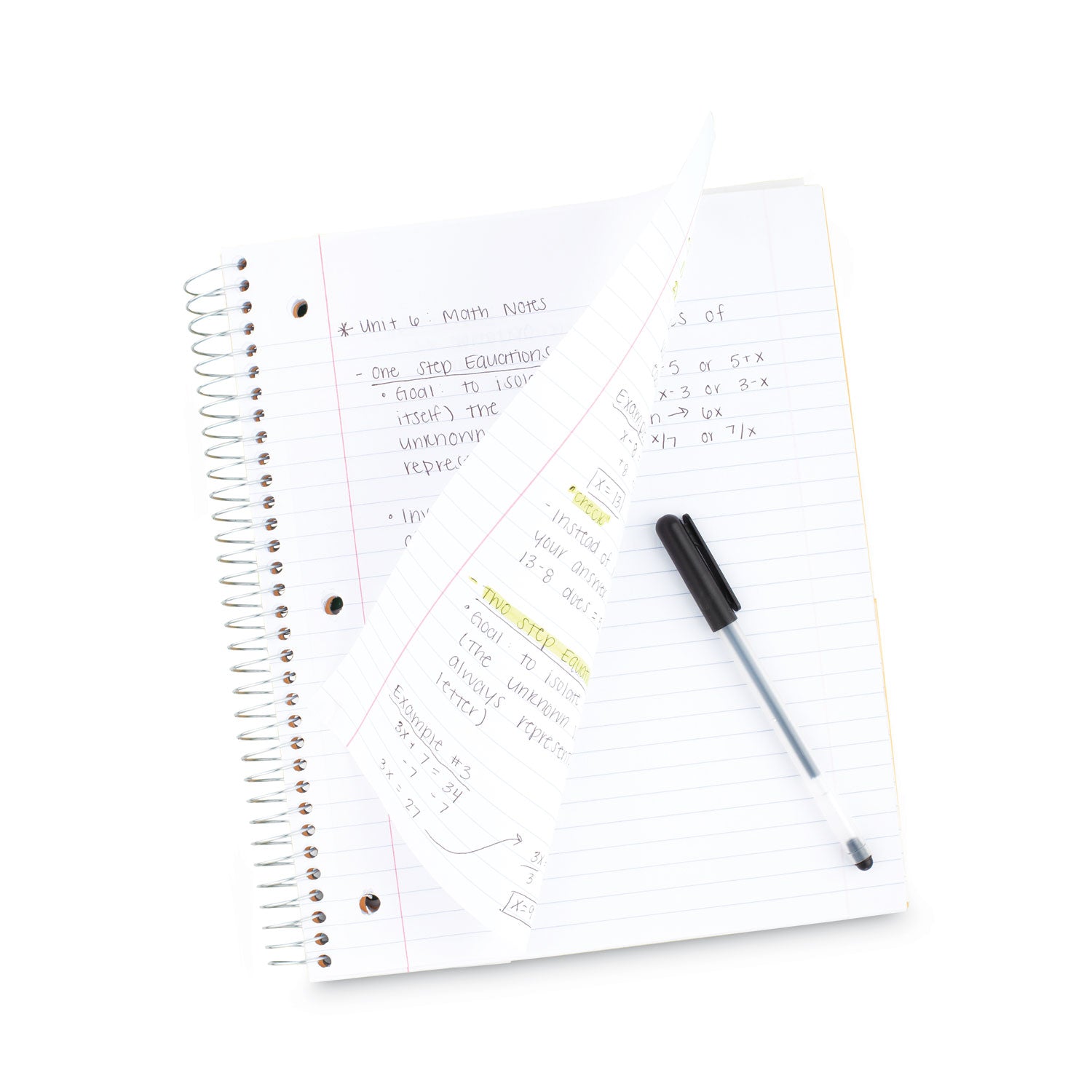 Wirebound Notebook, 3-Subject, Wide/Legal Rule, Randomly Assorted Cover Color (Set 6), (150) 10.5 x 8 Sheets