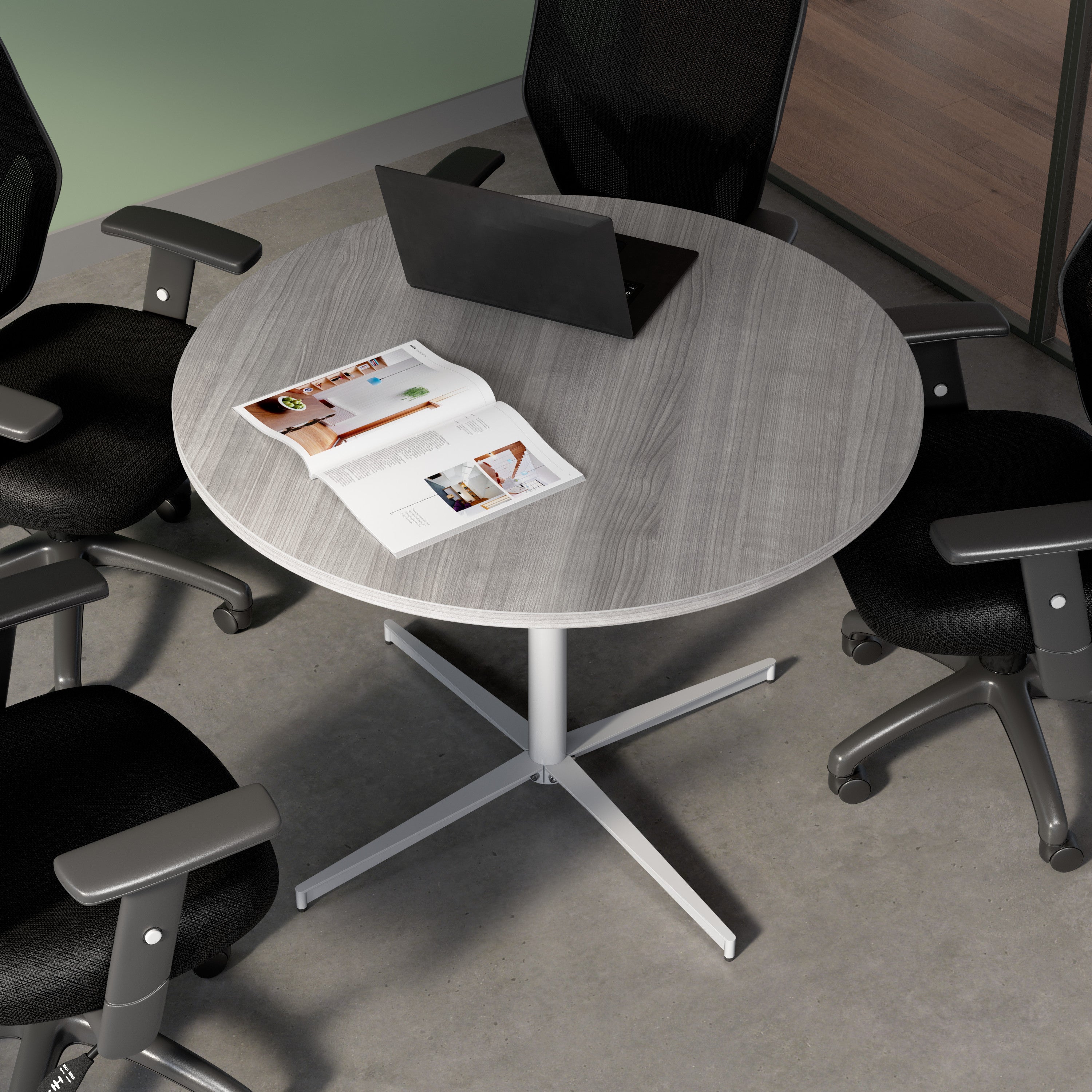 Bush Business Furniture 42-inch Round Conference Table with Metal Base in Platinum Gray - 41.38" Width x 41.38" Depth x 30.33" Height