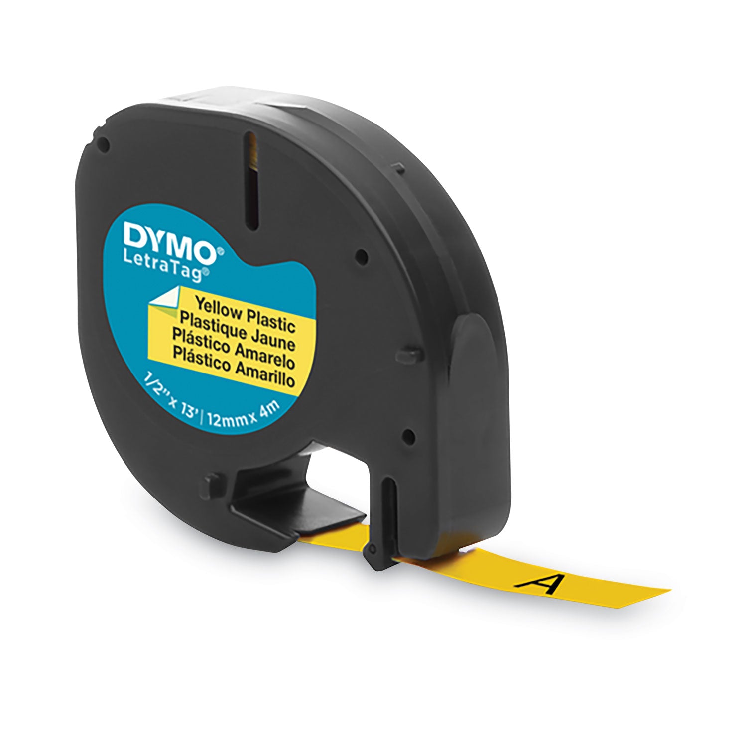 Dymo LetraTag Label Maker Tape Cartridge - 1/2" Width - Direct Thermal - Yellow - Polyester - 1 Each