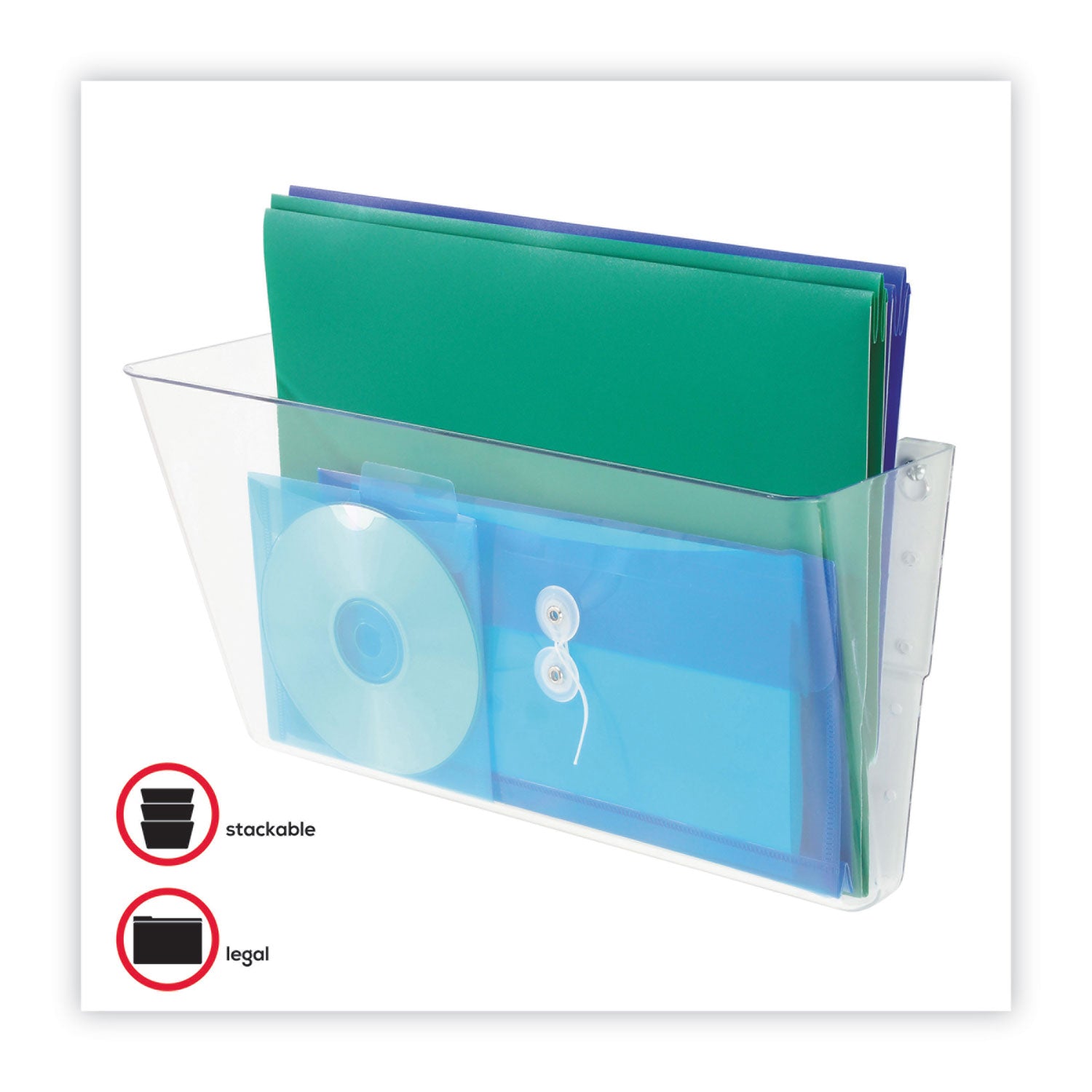 Deflecto EZ Link Stackable DocuPocket - 1 Compartment(s) - 7" Height x 16.25" Width x 4" Depth - Stackable - Clear - 1 Each