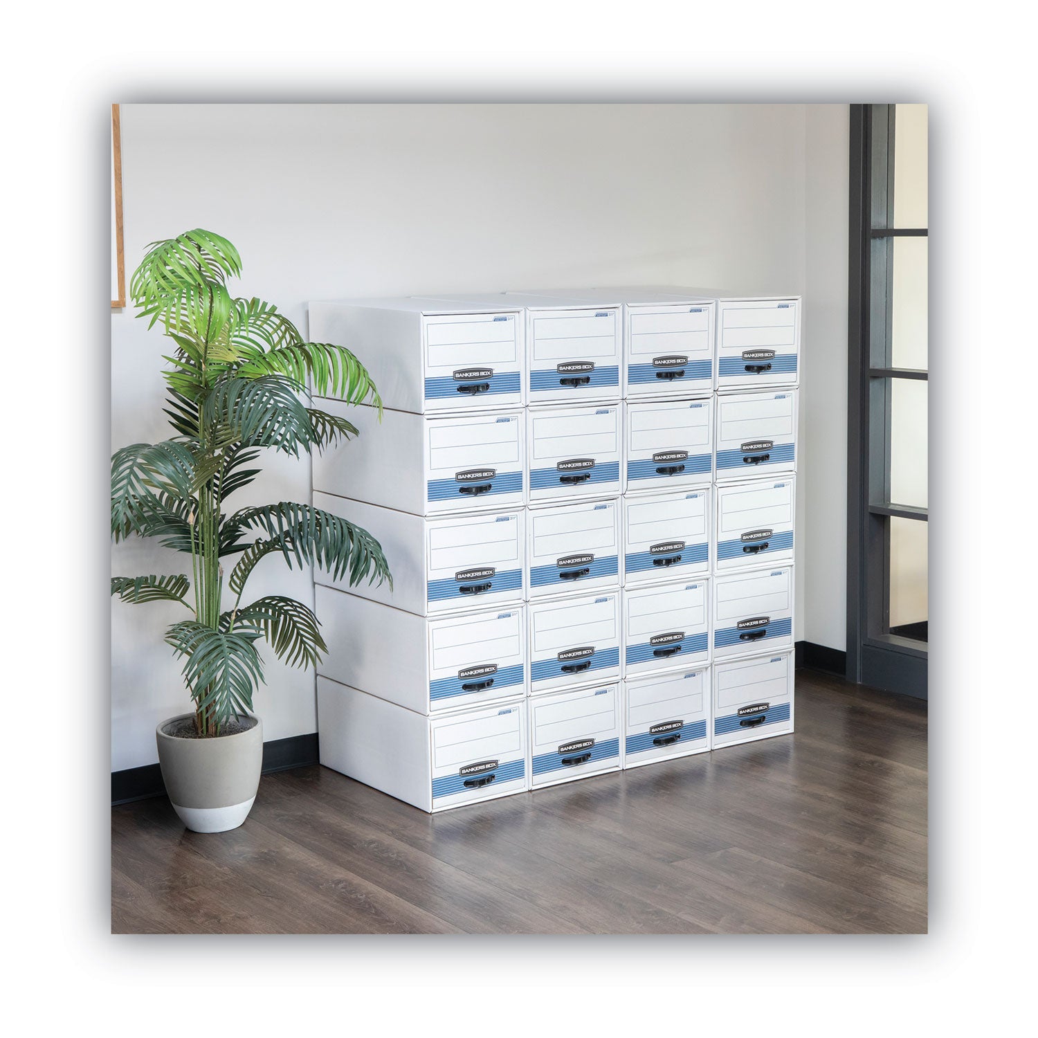 Internal Dimensions: 9.25" Width x 23.25" Depth x 4.38" Height - External Dimensions: 10.5" Width x 25.2" Depth x 5.3" Height - Medium Duty - Stackable - Steel, Plastic - White, Blue - For File - Recycled - 12 / Carton