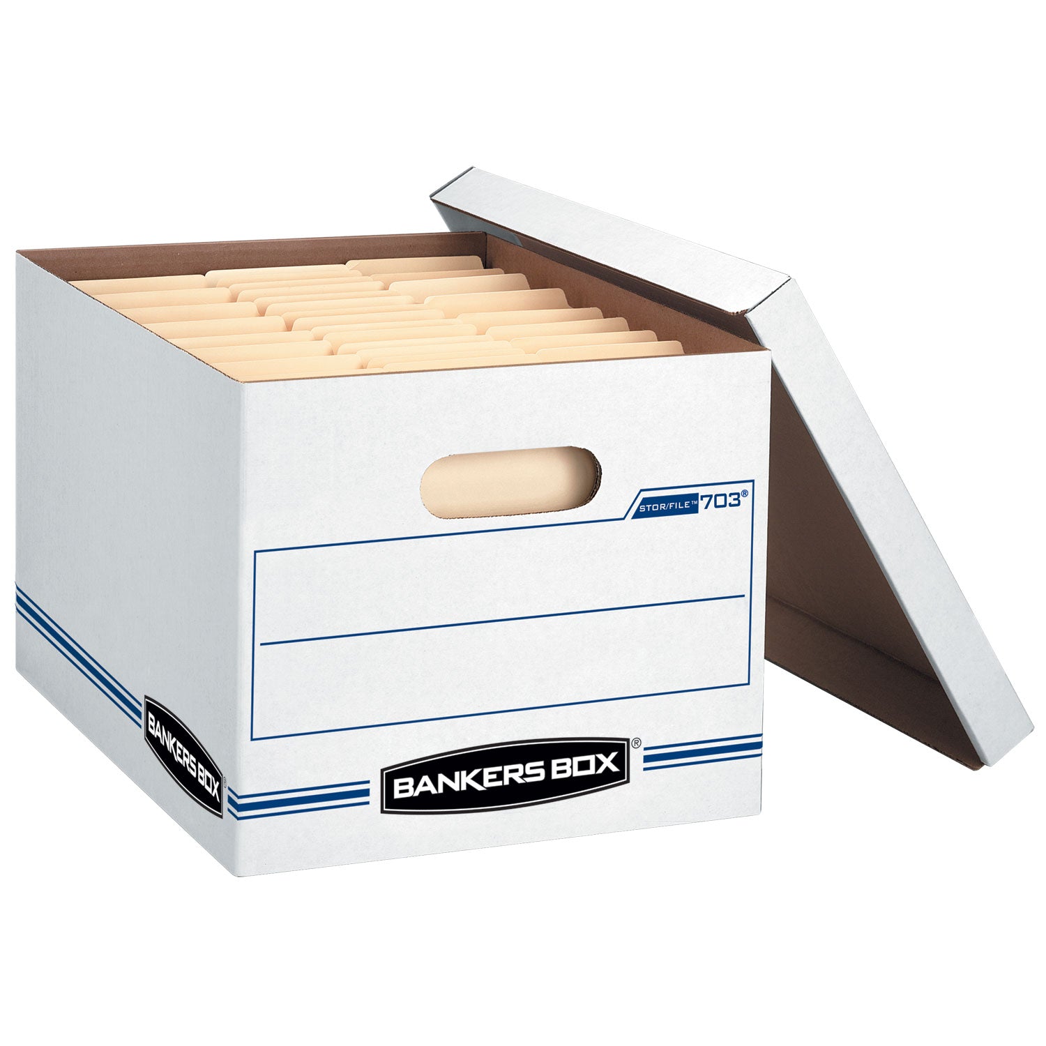 Bankers Box STOR/FILE Recycled File Storage Box, Kraft/Green, Lift-off Lid, Stackable, Basic Duty, Letter/Legal Size, 12 Boxes per Carton