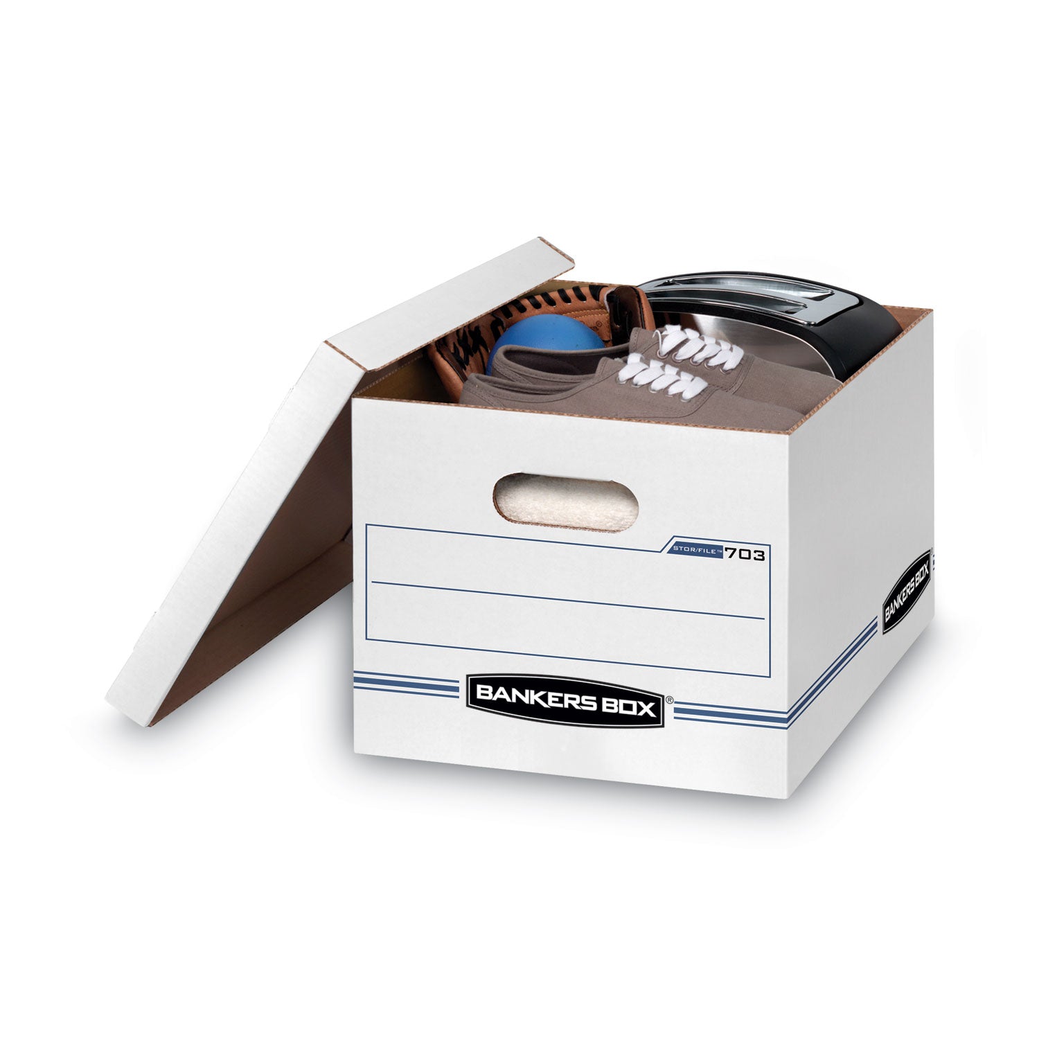 Bankers Box STOR/FILE Recycled File Storage Box, Kraft/Green, Lift-off Lid, Stackable, Basic Duty, Letter/Legal Size, 12 Boxes per Carton