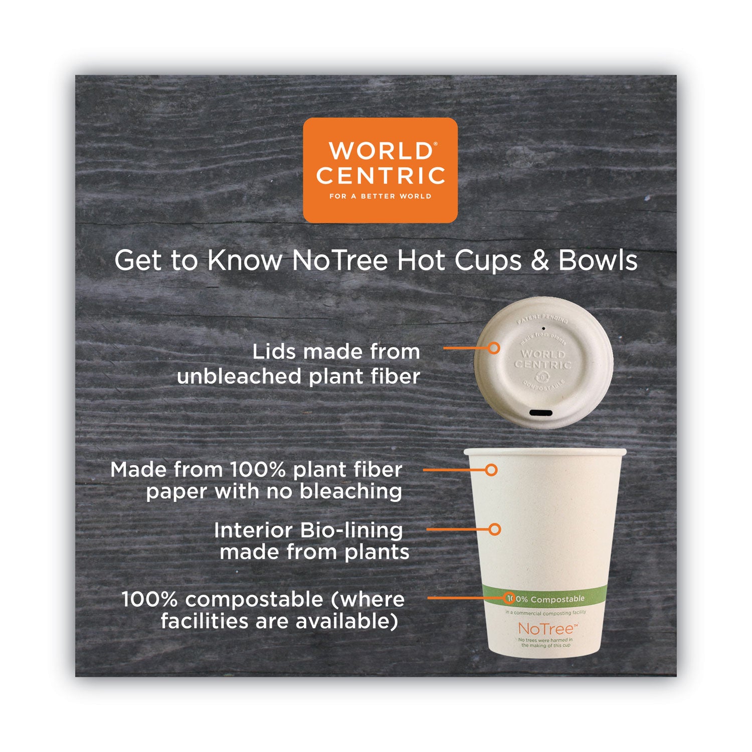 No Tree Paper Bowls, 24 oz, 4.4" Diameter x 4.5" h, Natural, Sugarcane, 500/Carton