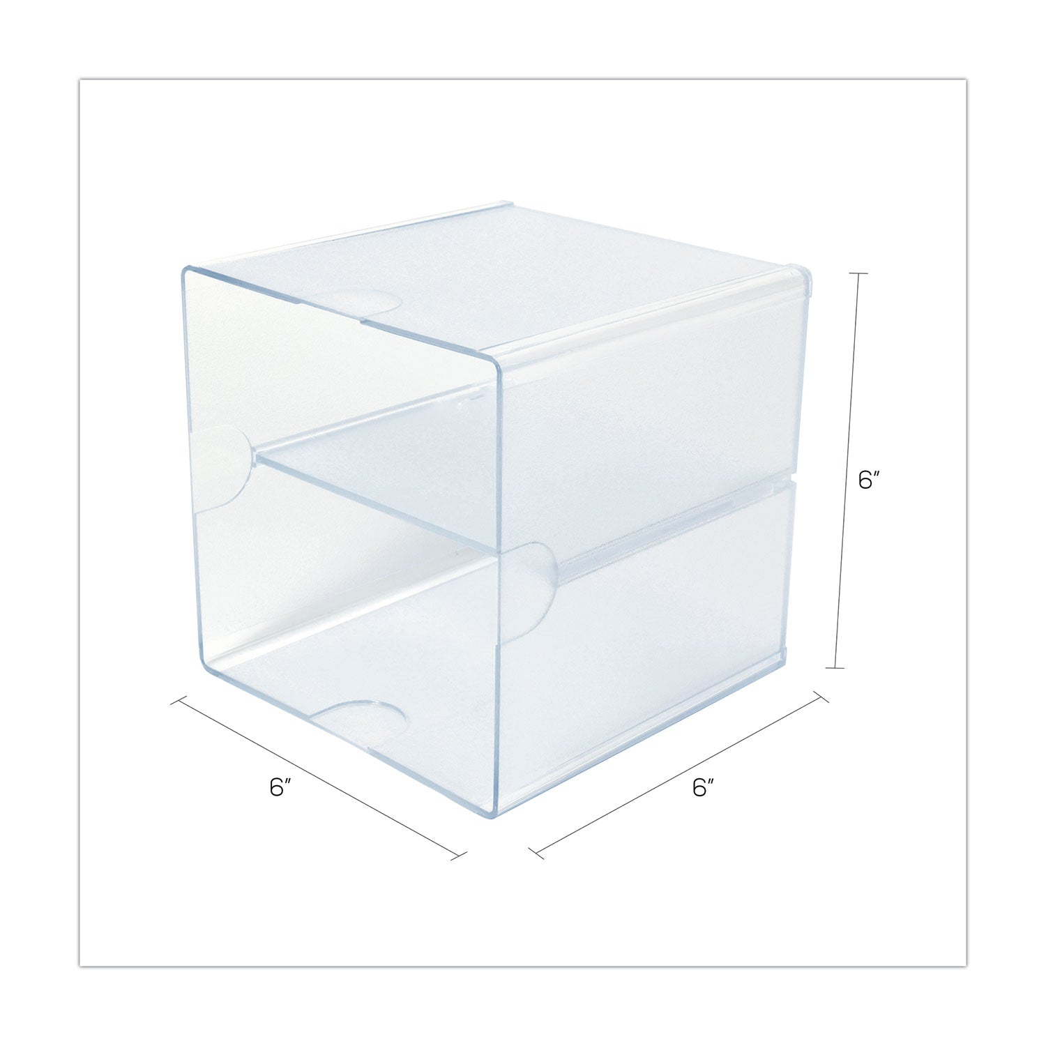 Deflecto Stackable Cube Organizer - 2 Compartment(s) - 6" Height x 6" Width x 6" Depth - Desktop - Stackable - Clear - Plastic - 1 Each