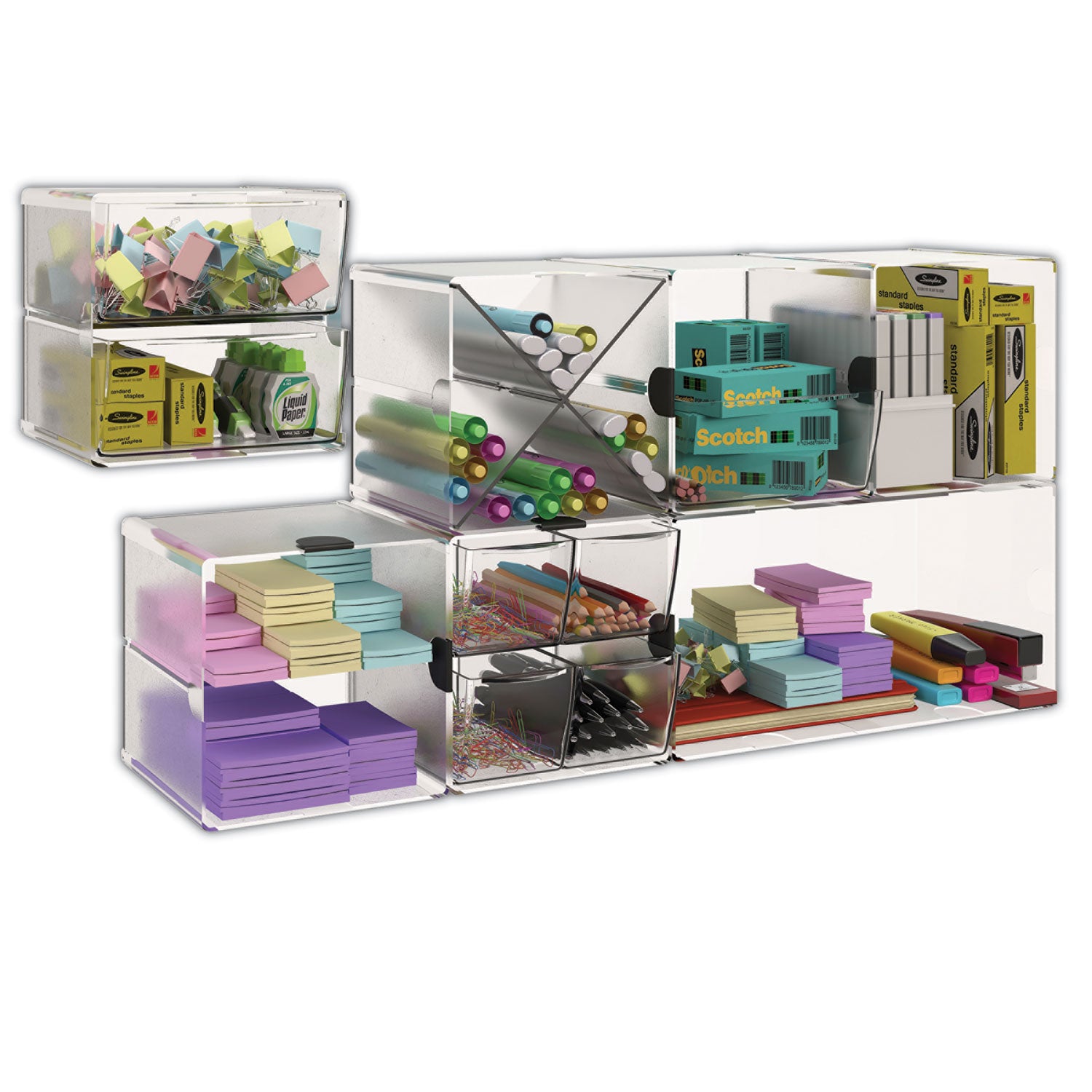 Deflecto Stackable Cube Organizer - 2 Compartment(s) - 6" Height x 6" Width x 6" Depth - Desktop - Stackable - Clear - Plastic - 1 Each