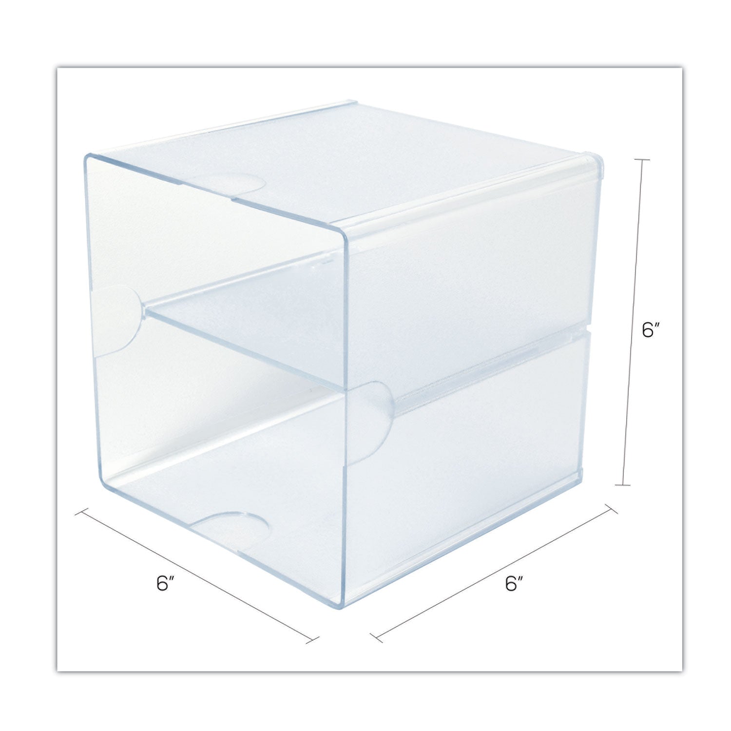 Deflecto Stackable Cube Organizer - 2 Compartment(s) - 6" Height x 6" Width x 6" Depth - Desktop - Stackable - Clear - Plastic - 1 Each