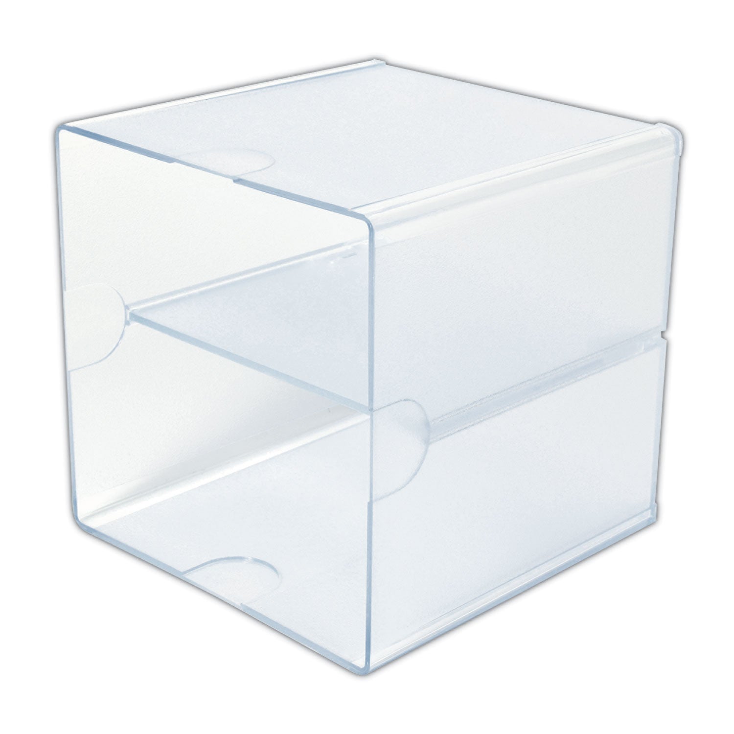 Deflecto Stackable Cube Organizer - 2 Compartment(s) - 6" Height x 6" Width x 6" Depth - Desktop - Stackable - Clear - Plastic - 1 Each
