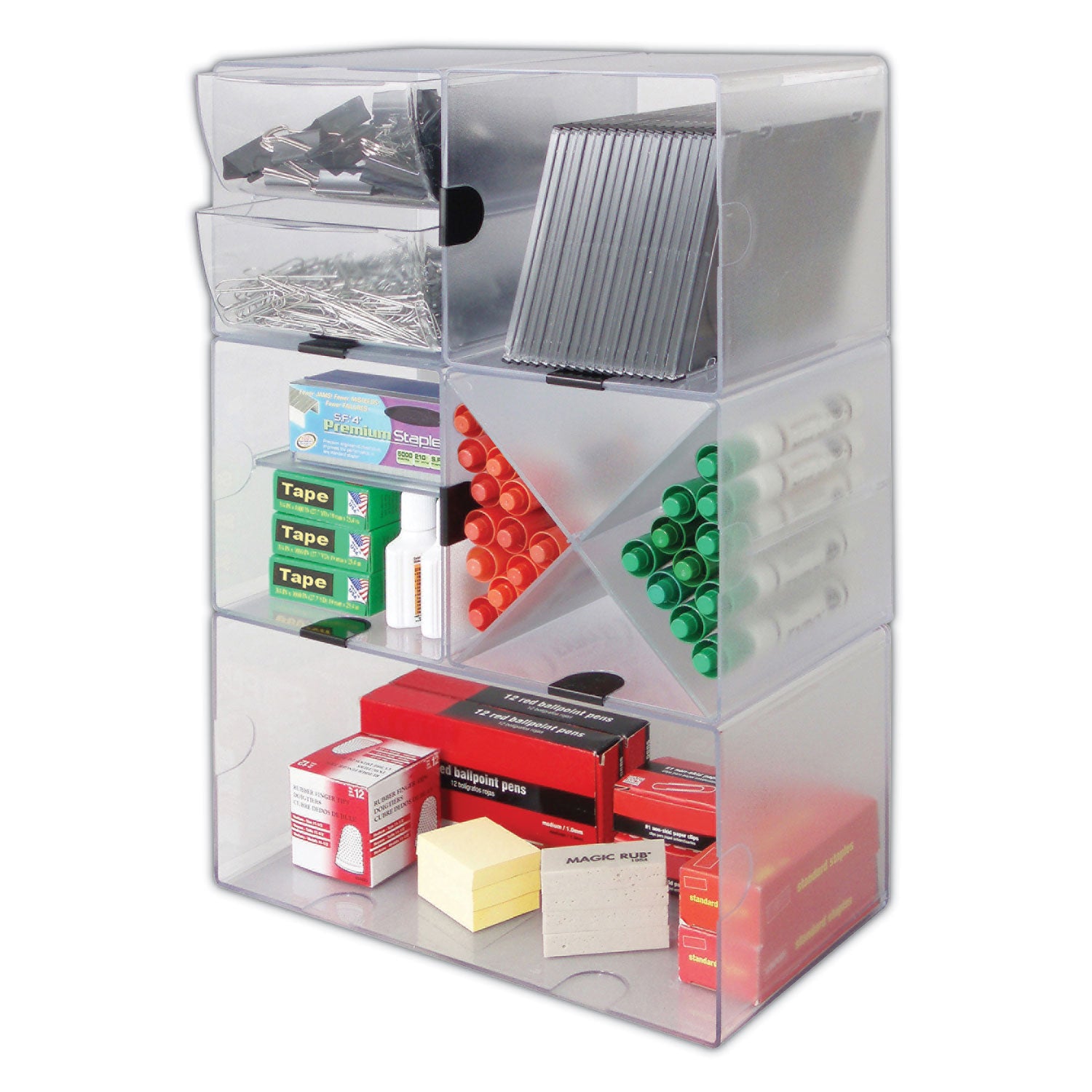Deflecto Stackable Cube Organizer - 2 Compartment(s) - 6" Height x 6" Width x 6" Depth - Desktop - Stackable - Clear - Plastic - 1 Each