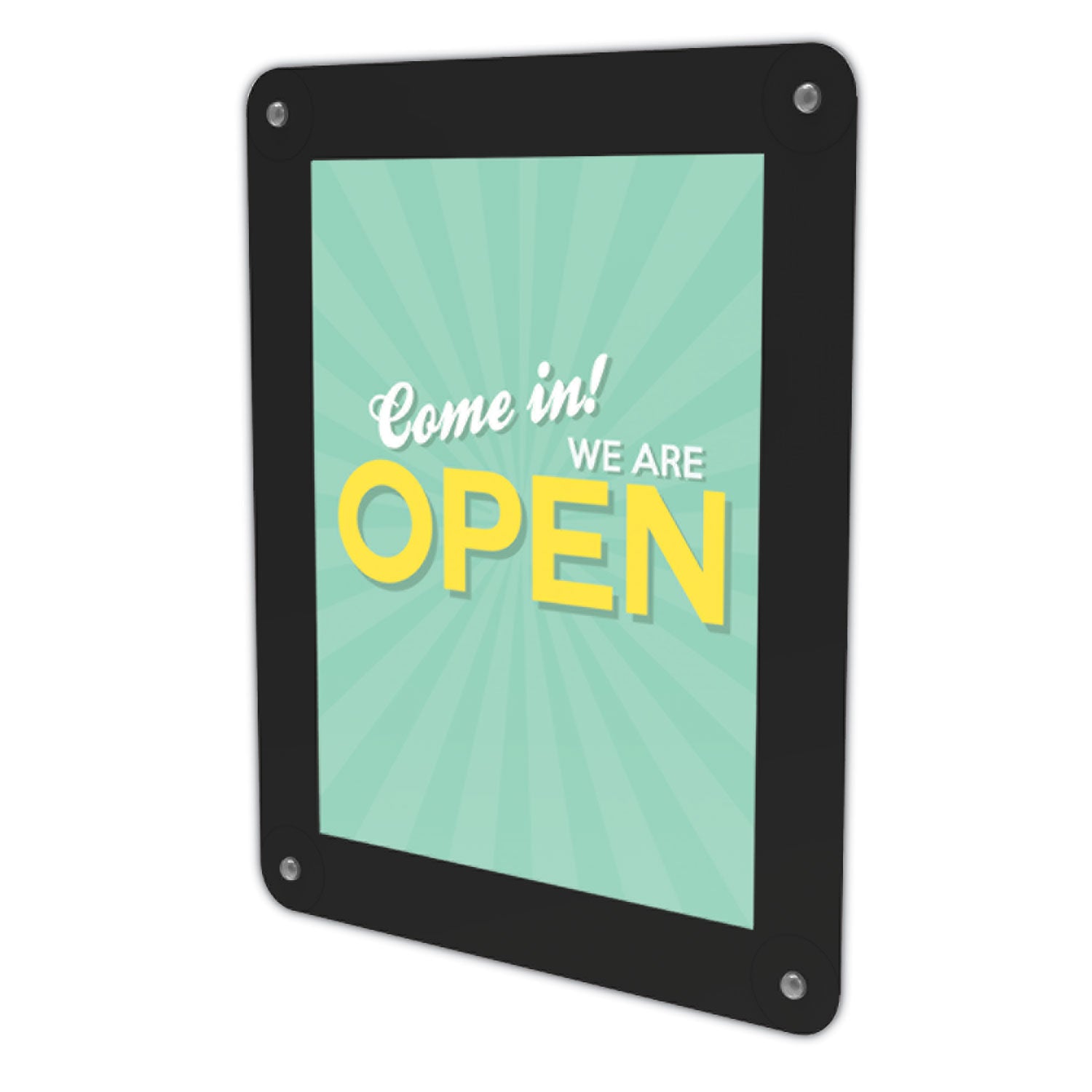 8.5" Width x 11" Height - Rectangular Shape - Glass-mountable, Window-mountable - Double Sided - UV Protected, Heat Resistant, Suction Cup - Restaurant, Door, Wall, Glass - Black - 1 Each