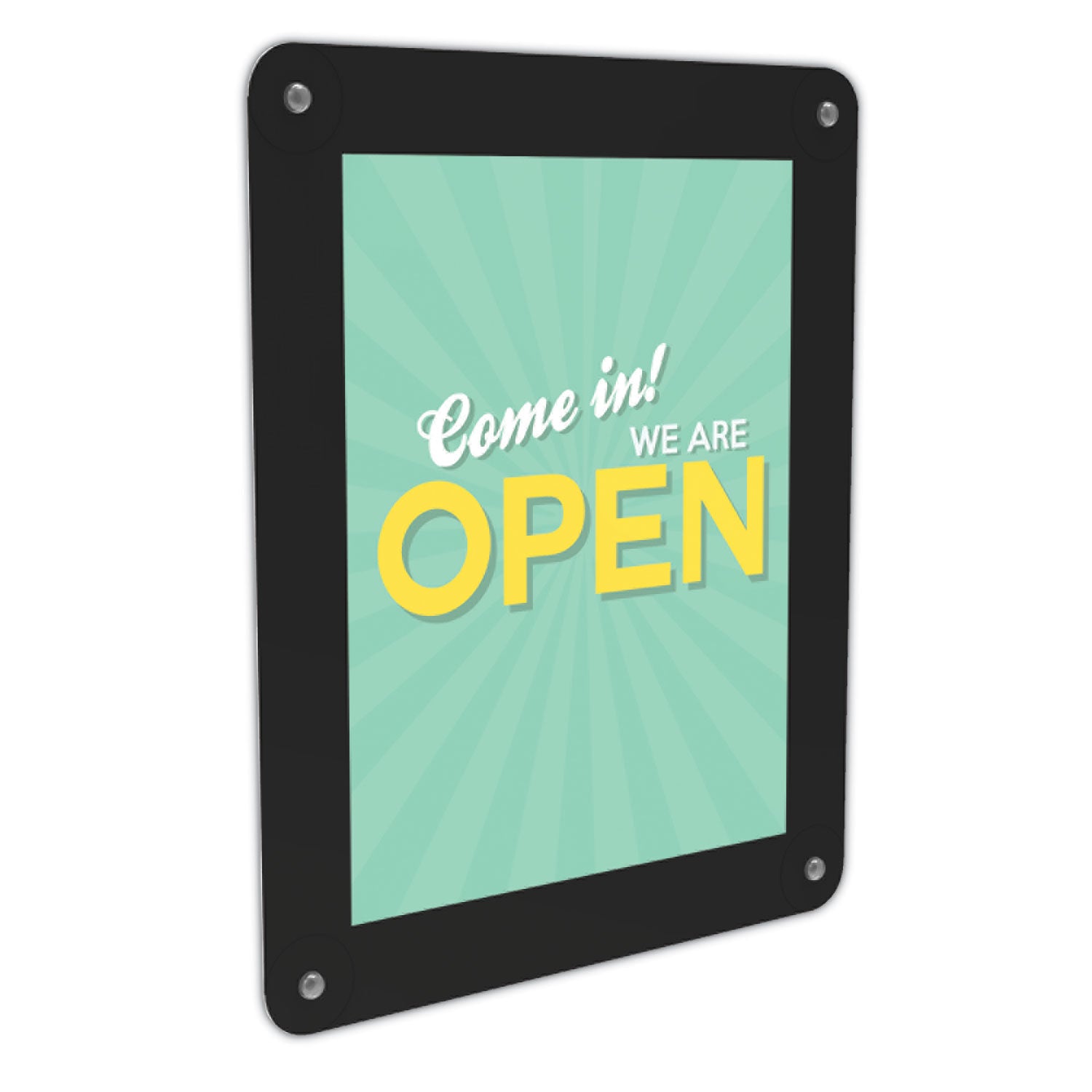 8.5" Width x 11" Height - Rectangular Shape - Glass-mountable, Window-mountable - Double Sided - UV Protected, Heat Resistant, Suction Cup - Restaurant, Door, Wall, Glass - Black - 1 Each