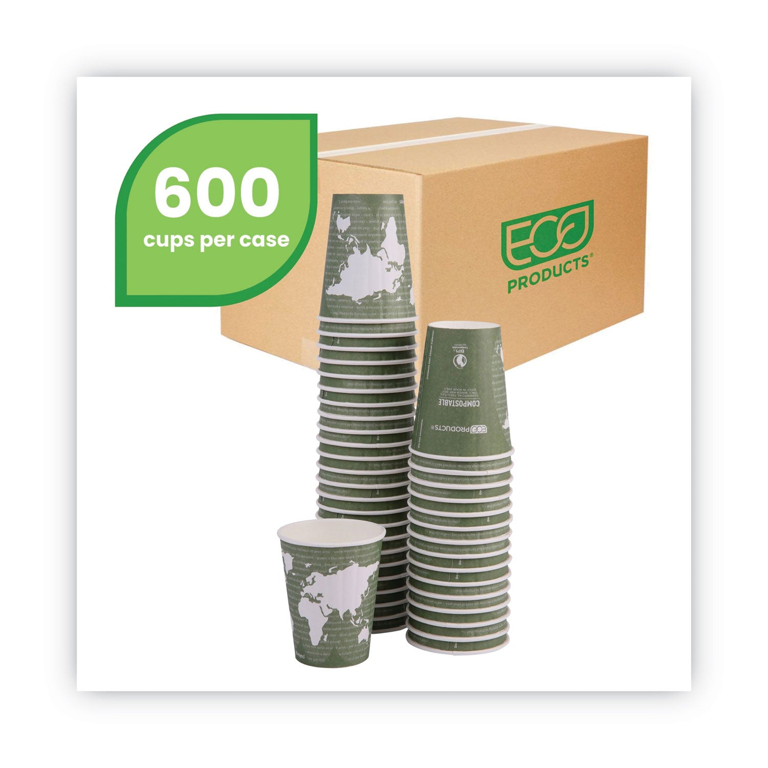 12 fl oz - Green - Hot Drink - 600 / Carton