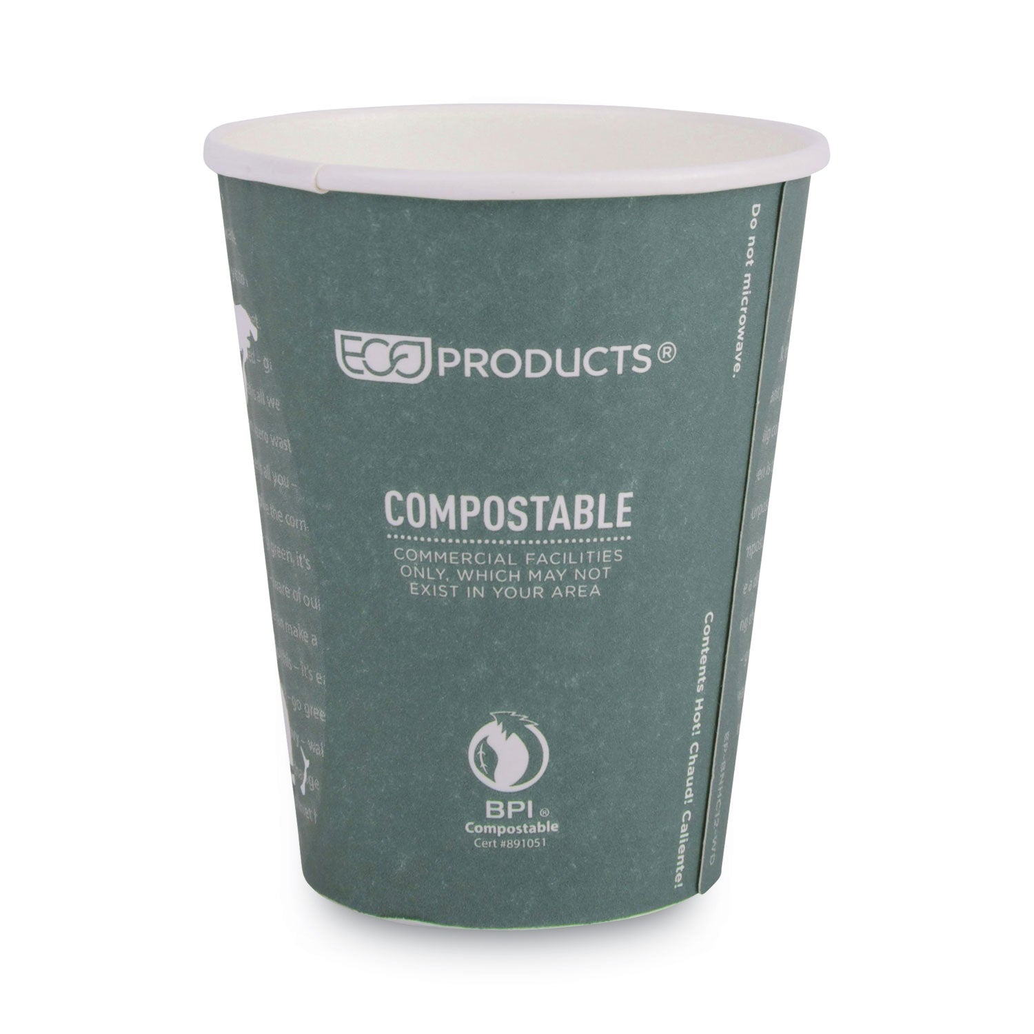 12 fl oz - Green - Hot Drink - 600 / Carton