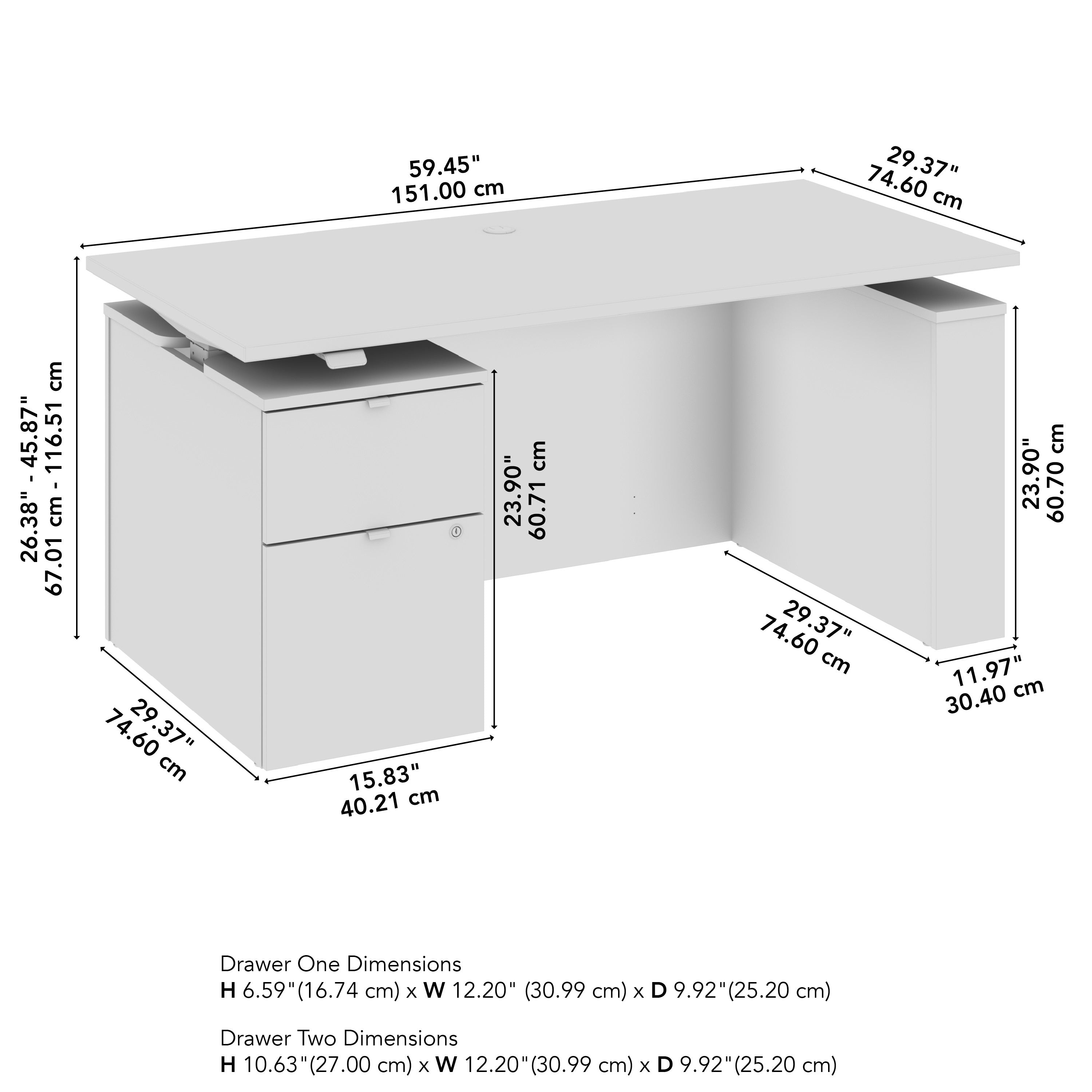 Bush Business Furniture Stratus&nbsp;60W x&nbsp;30D Eletric Height Adjustable Standing Desk with File Cabinet in Platinum Gray with Metallic Gray Base - 59.45" Width x 29.37" Depth x 27.44" Height