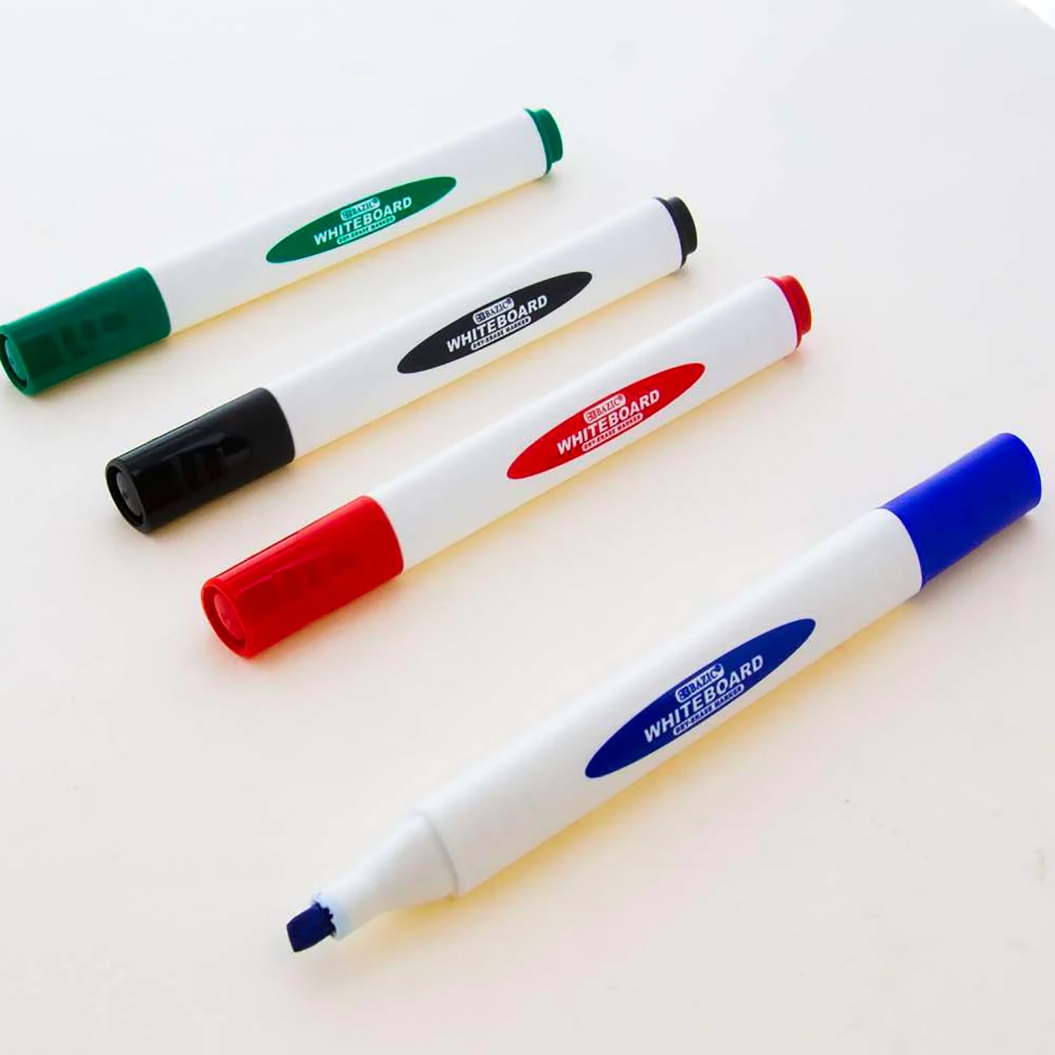 Triangle Dry-Erase Markers, Chisel Tip, Assorted Colors, Pack of 4