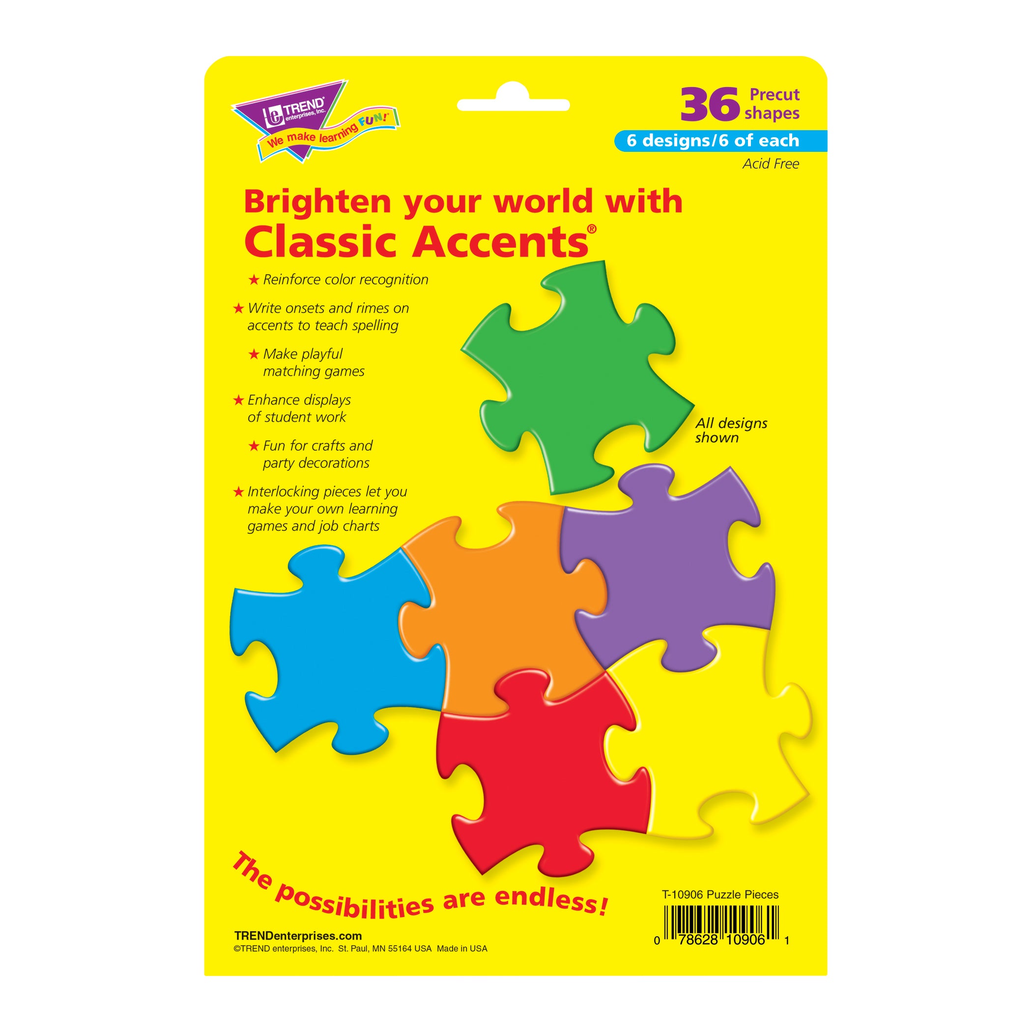 Puzzle Pieces Classic Accents® Variety Pack, Pack of 36