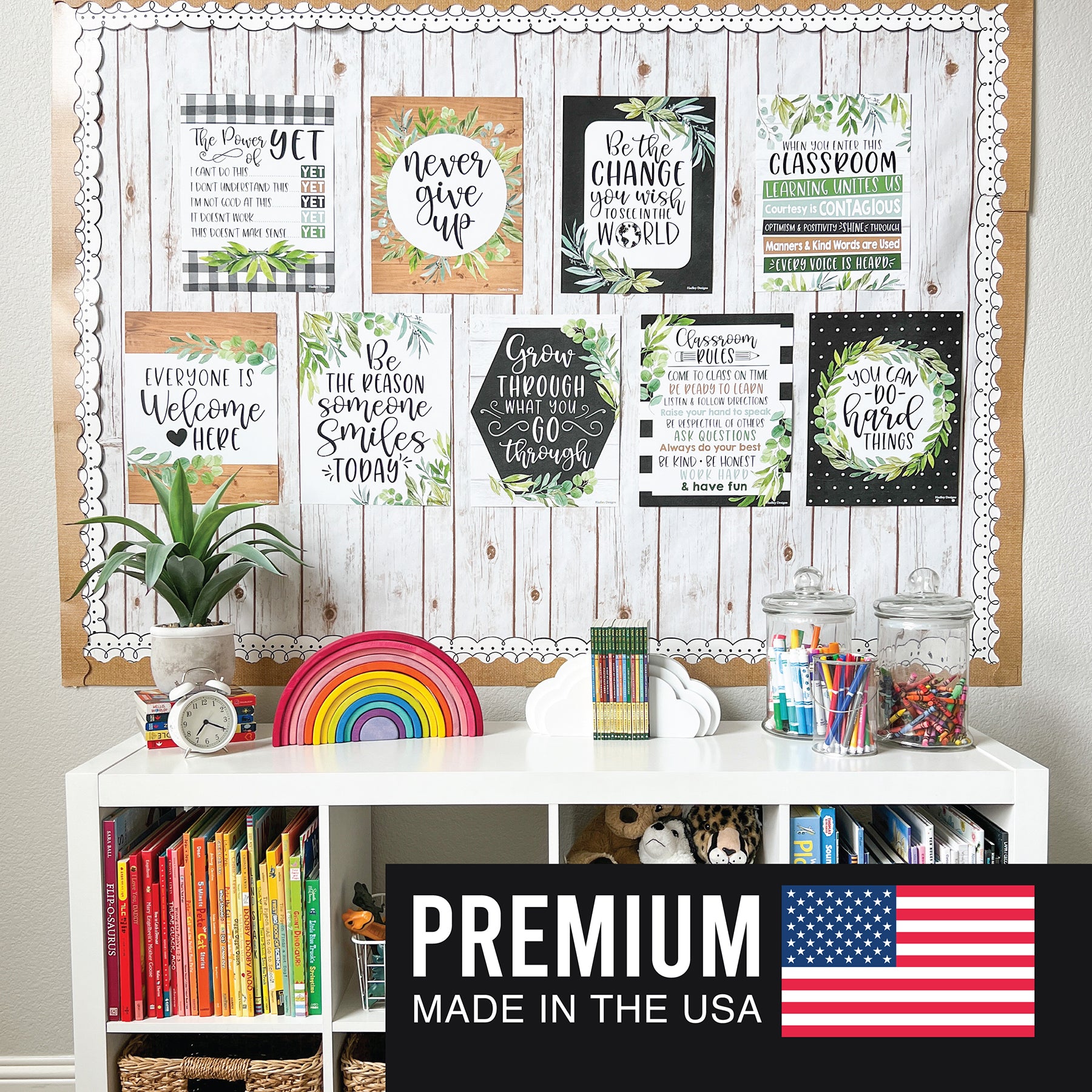 Boho Farmhouse Growth Mindset Classroom Decor Posters, Set of 9