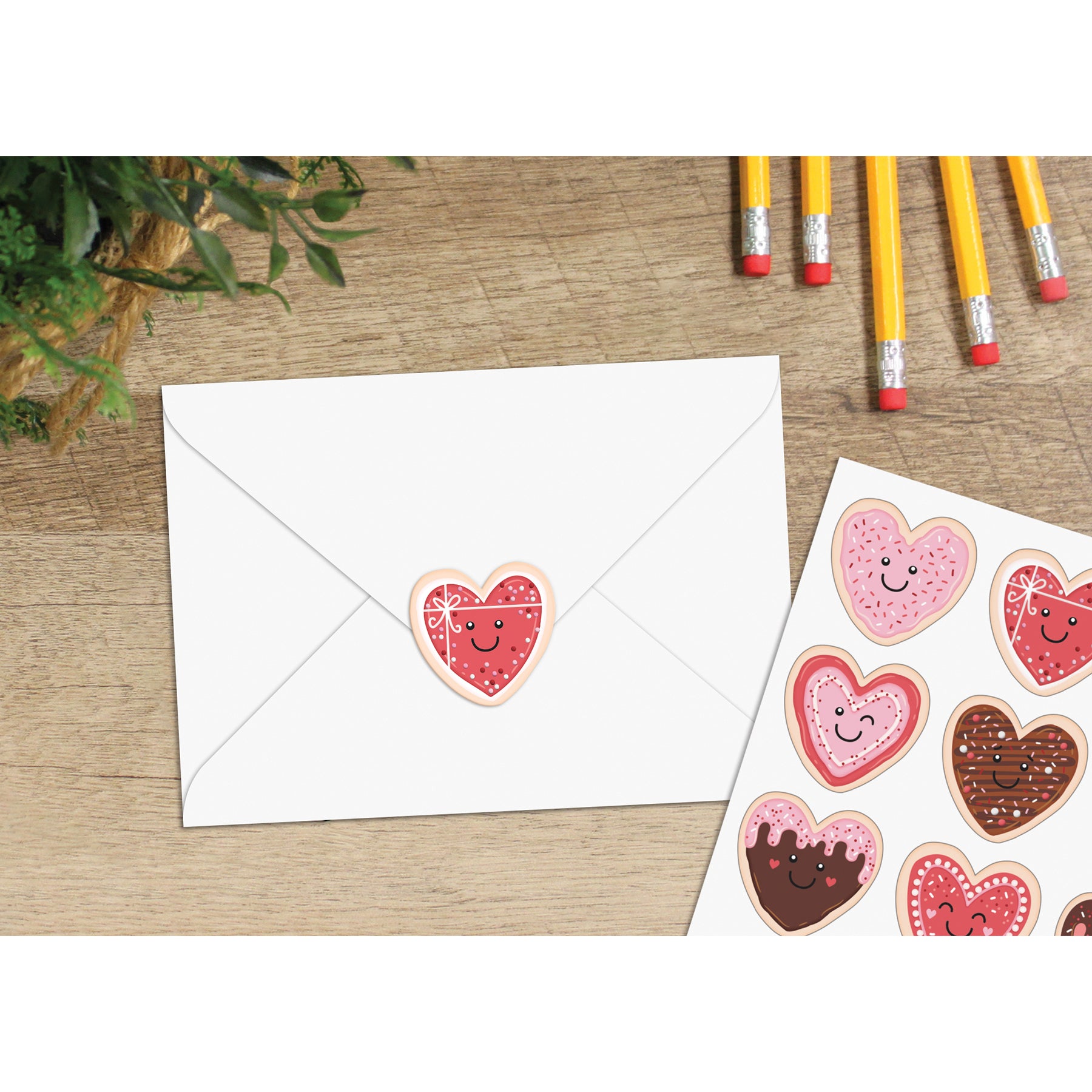 Frosted Heart Cookies Stickers, Pack of 72