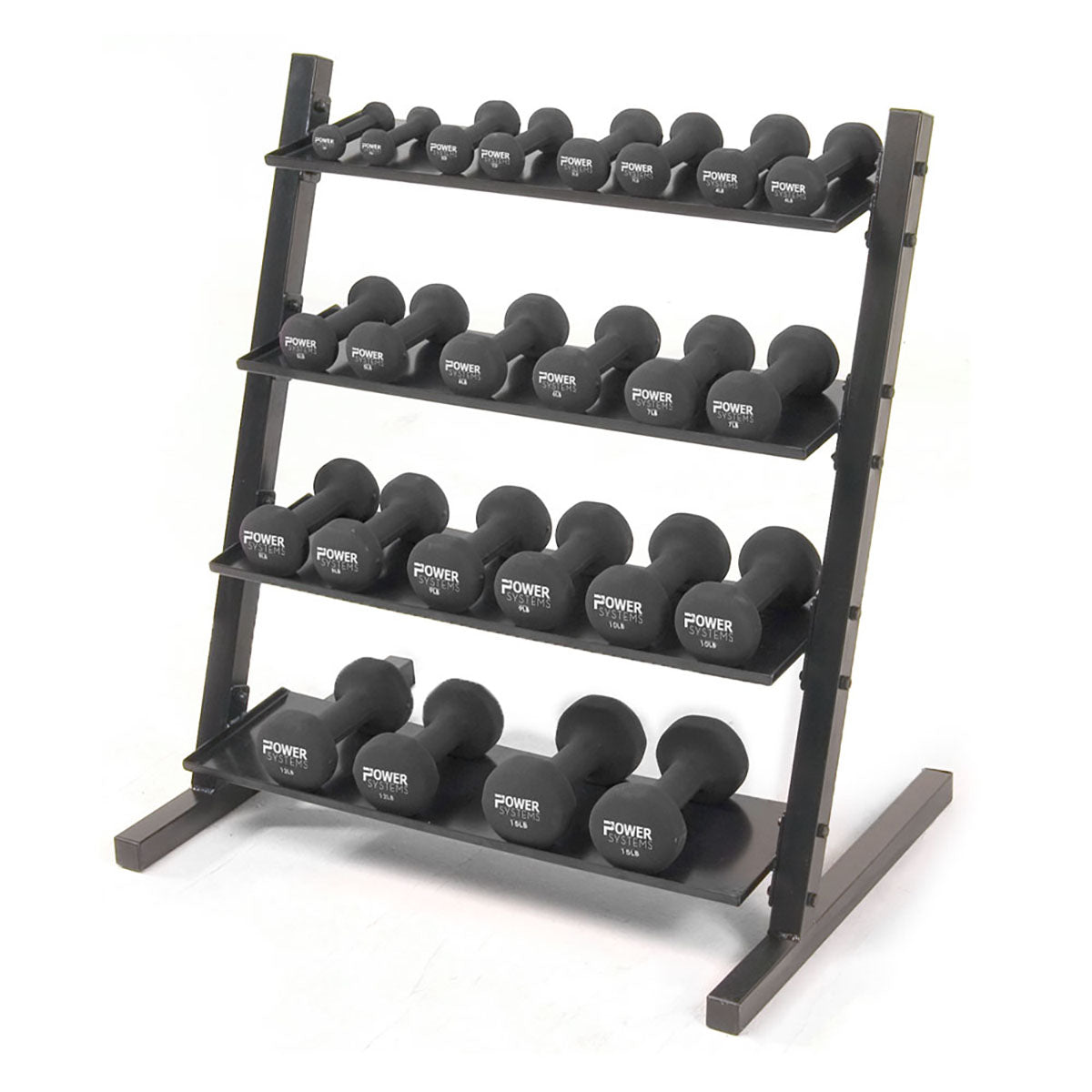 Neoprene/Vinyl Dumbbell 4-Tier Storage Rack