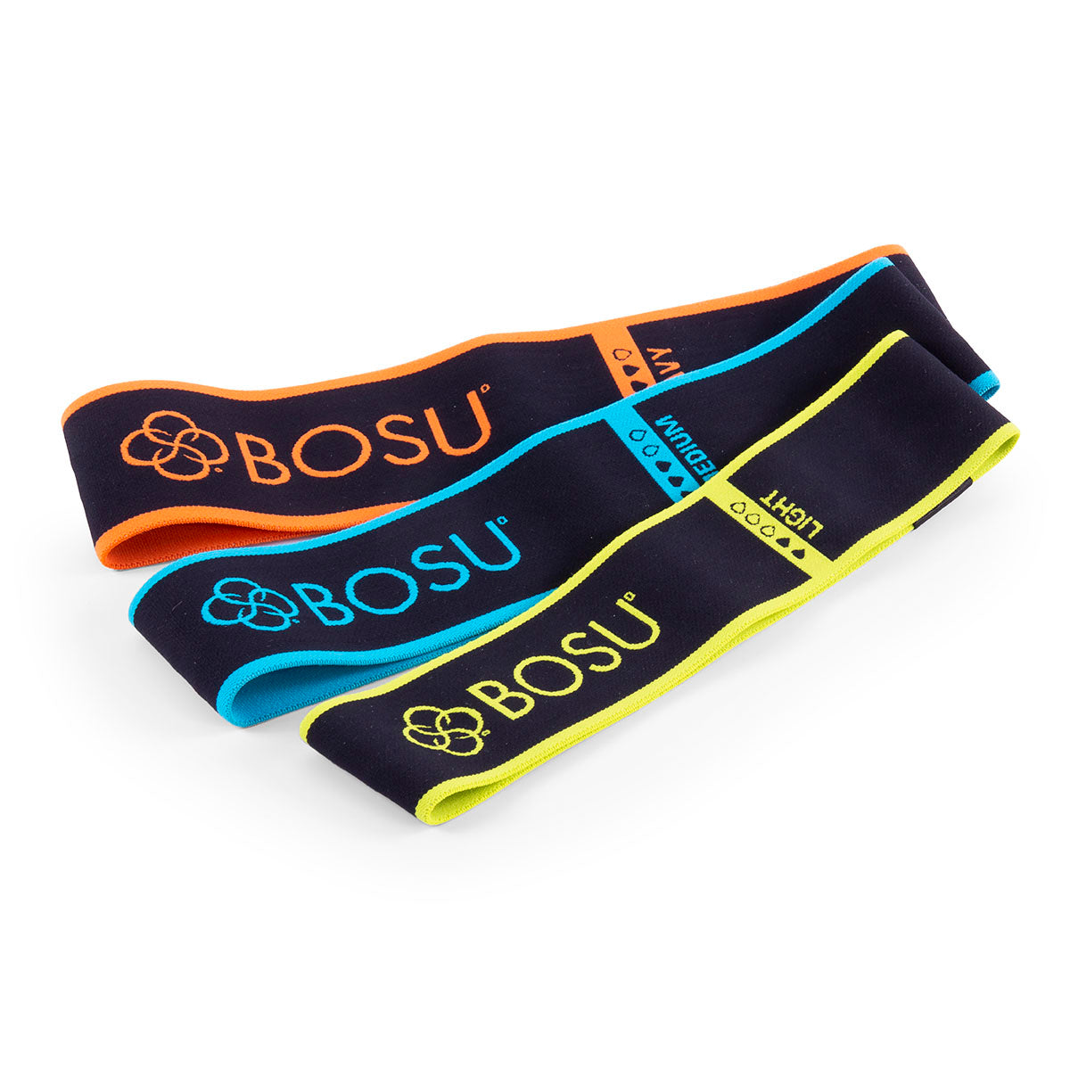 BOSU Fabric Resistance Band, Set of 3 (1 ea: Light, Medium, Heavy)