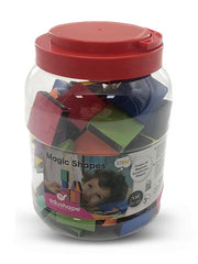 Magic Shapes with a Board, Set of 54 pcs - Bright Fun and Colorful Blocks for Babies, Stacking Easy-to-Grip Sensory Play
