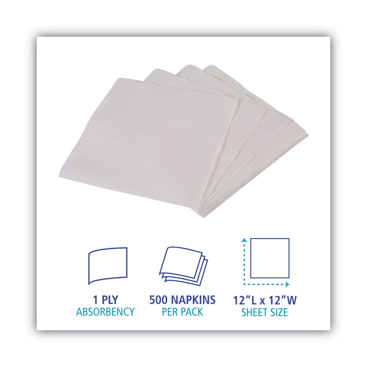 1/4-Fold Lunch Napkins, 1-Ply, 11.8" x 11.2", White, 6,000/Carton