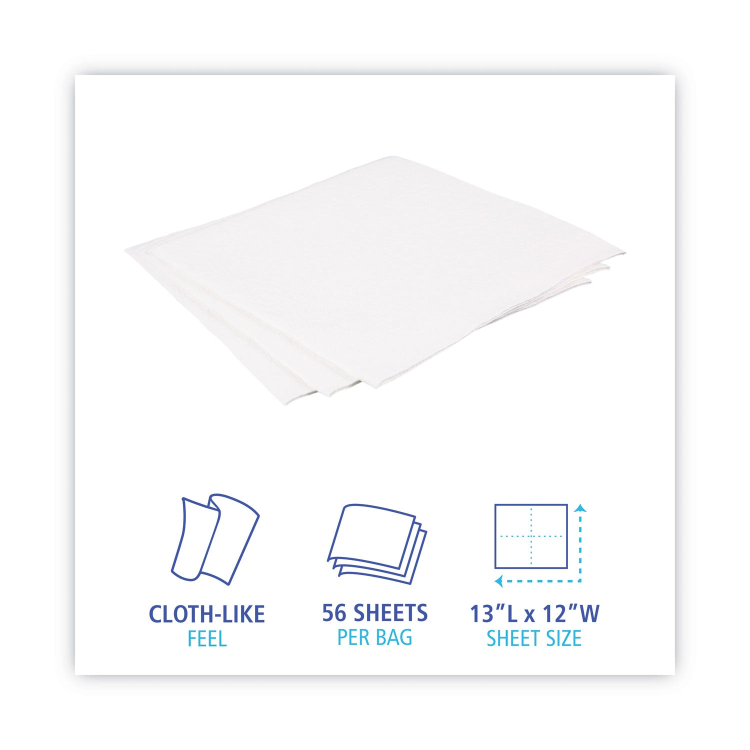 DRC Wipers, 12 x 13, White, 56 Bag, 18 Bags/Carton