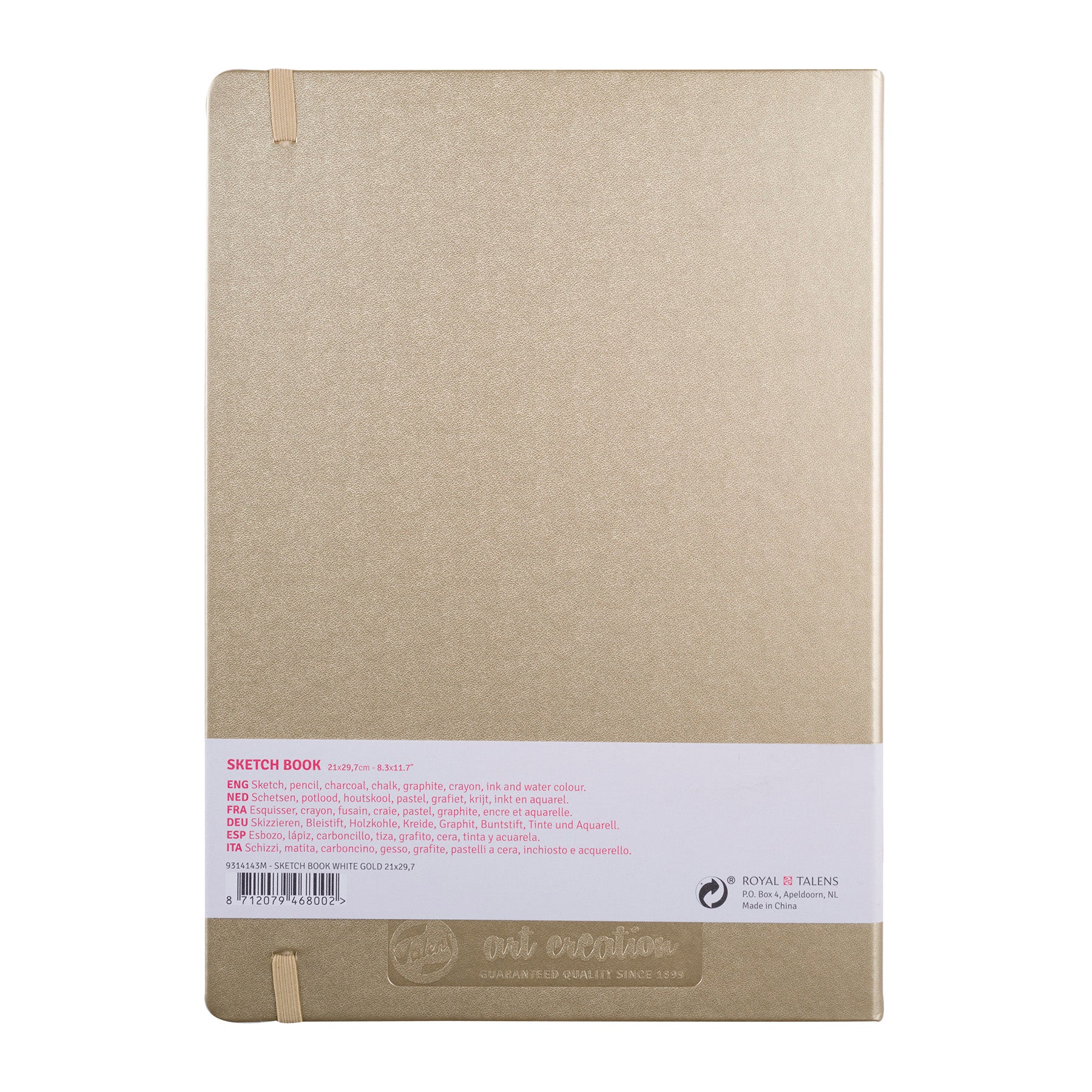 Sketchbook, 80 Sheets, 90lbs, White Gold Cover, 8.3" x 11.7" (A4)