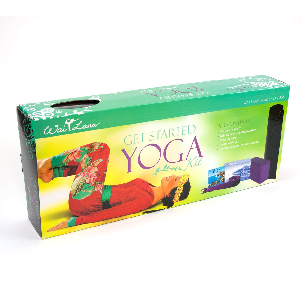 Get Started Yoga Kit (mat, block, strap, instructional poster,DVD)