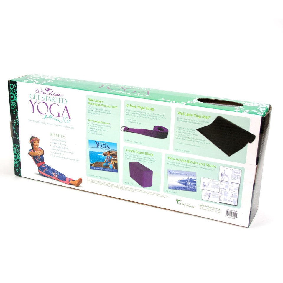 Get Started Yoga Kit (mat, block, strap, instructional poster,DVD)