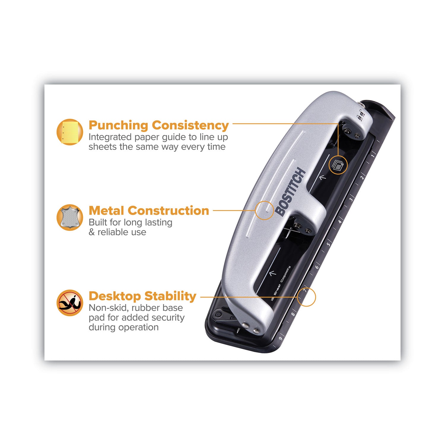 12-Sheet Ez Squeeze Three-Hole Punch, 9/32" Holes, Black/silver