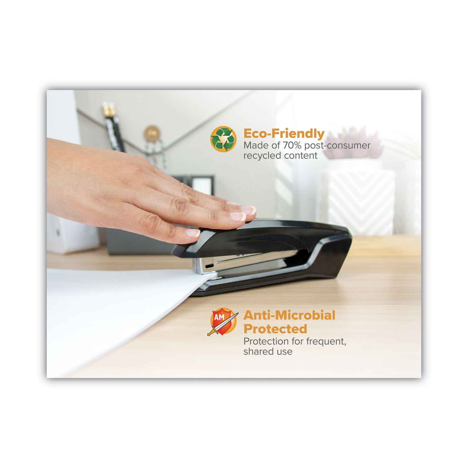Black Anti-Microbial Desktop Stapler