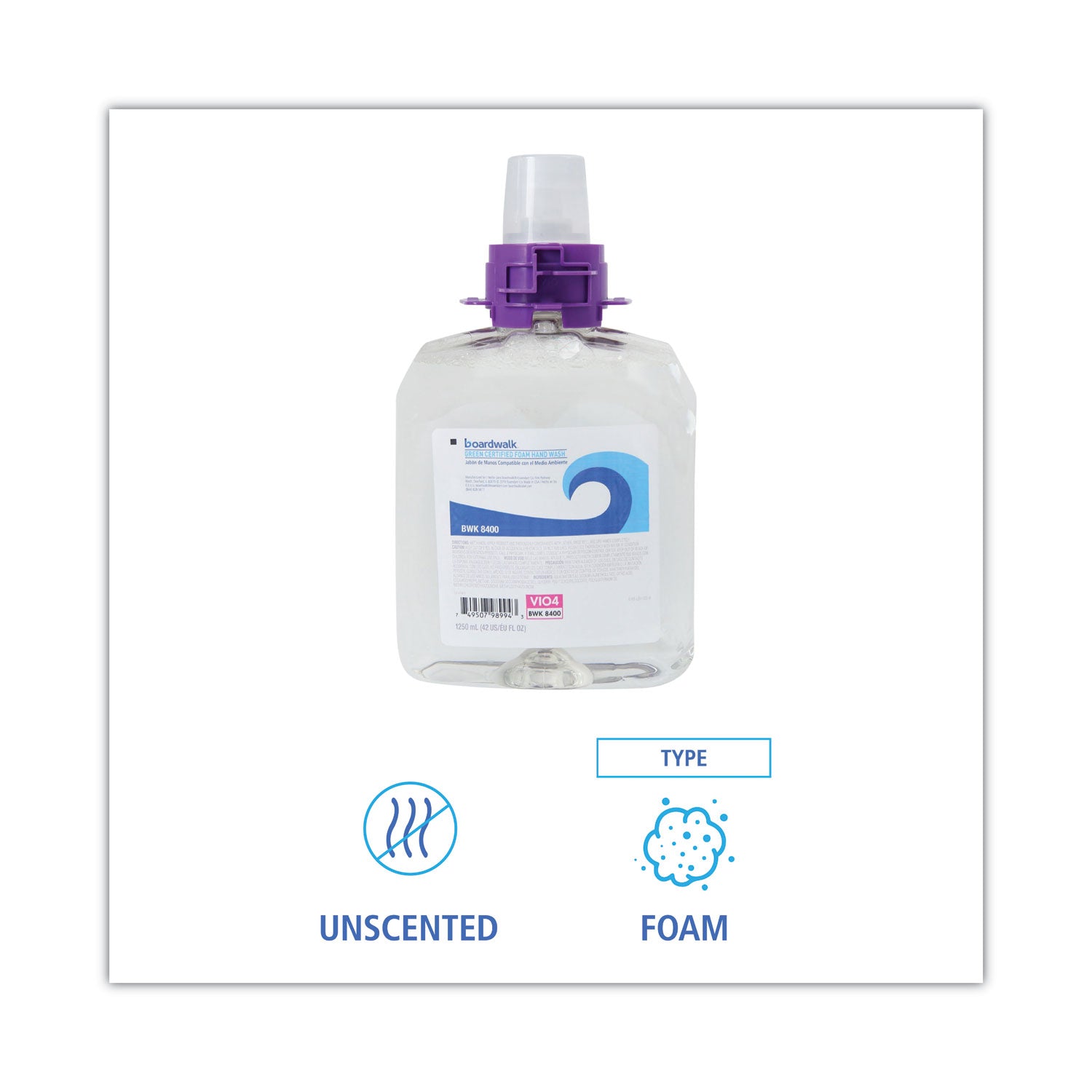 Green Certified Foam Hand Soap, Unscented, 1,250 mL Refill, 4/Carton