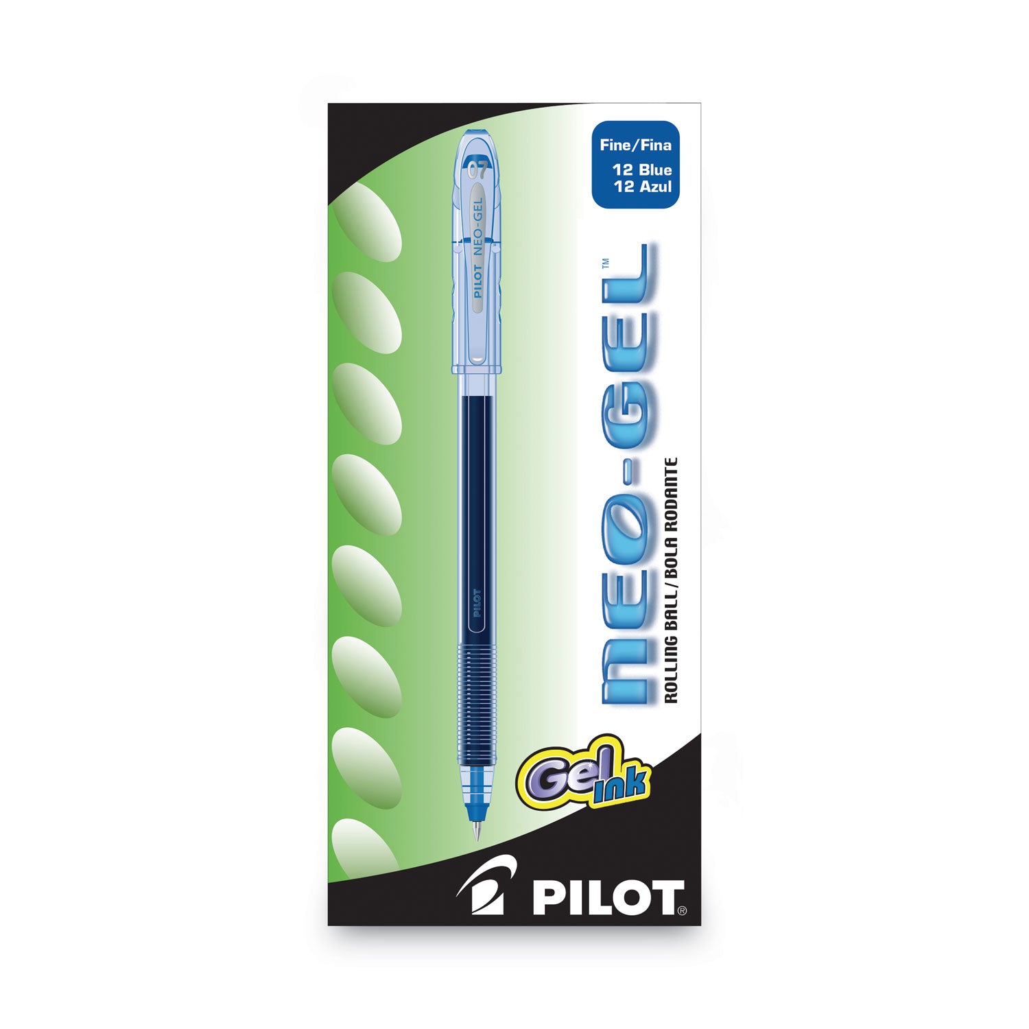 Pilot Neo-Gel Rollerball Pens - 0.7 mm Fine Pen Point - Blue Ink - Gel-based - Translucent Barrel - 1 Dozen
