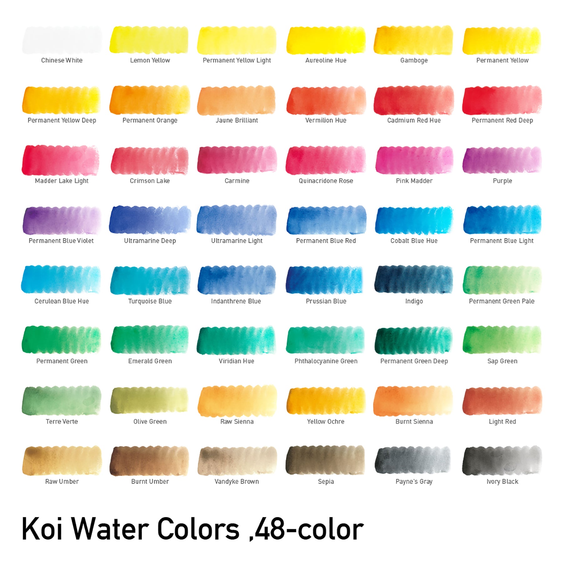 Koi Water Colors Field Sketch Box with Brush, 48 Colors