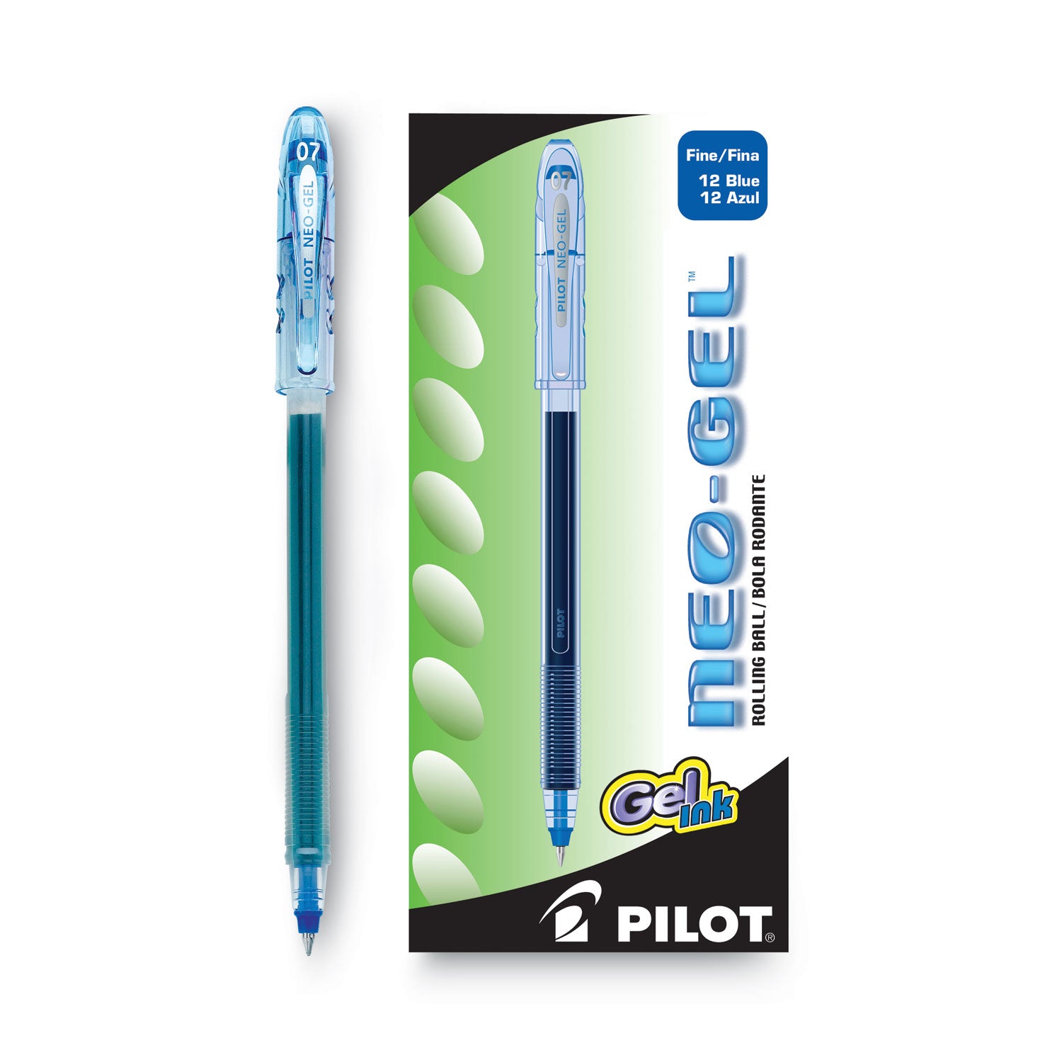 Pilot Neo-Gel Rollerball Pens - 0.7 mm Fine Pen Point - Blue Ink - Gel-based - Translucent Barrel - 1 Dozen