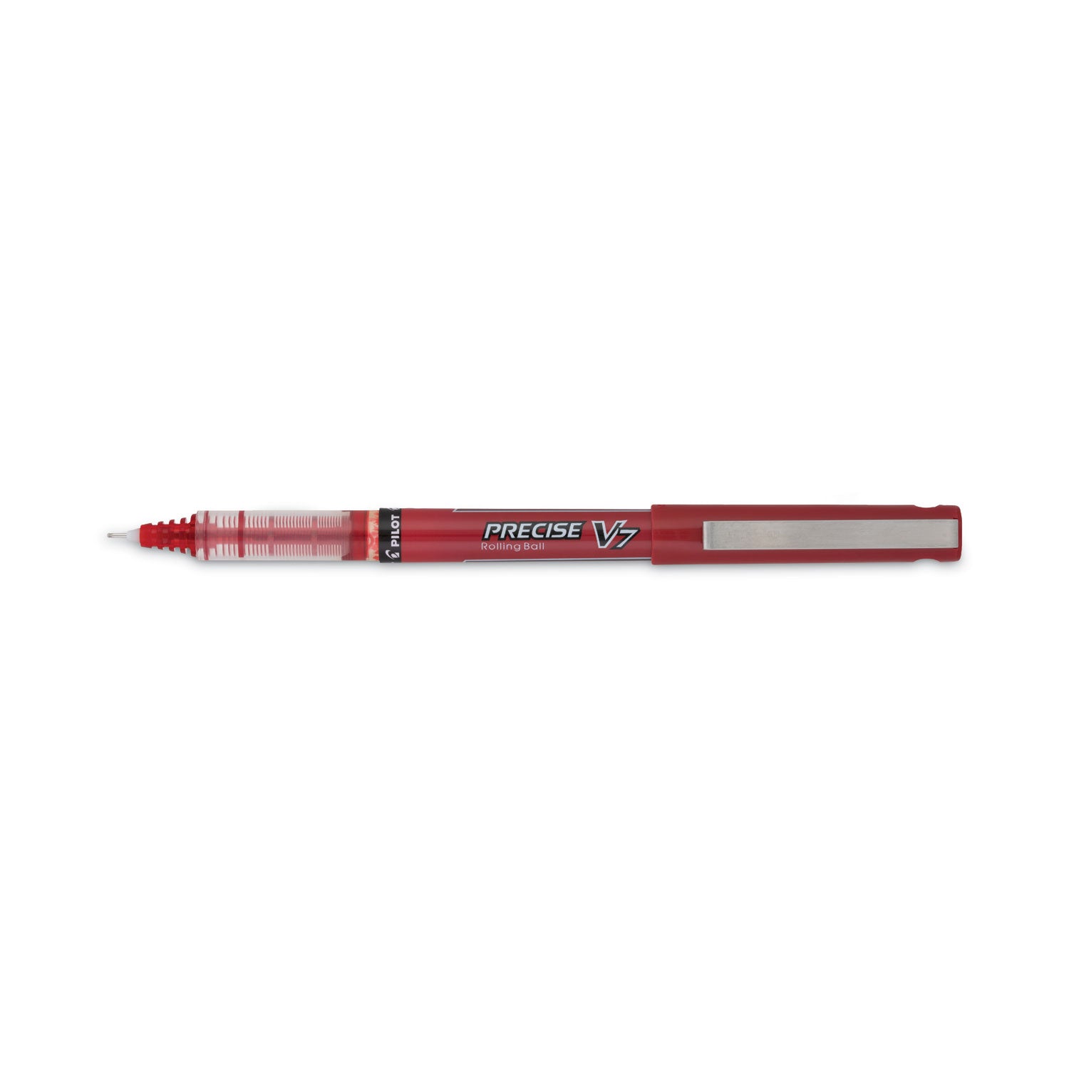 Pilot Precise V7 Fine Premium Capped Rolling Ball Pens - 0.7 mm Fine Pen Point - Red Ink - Red Plastic Barrel - 1 Dozen
